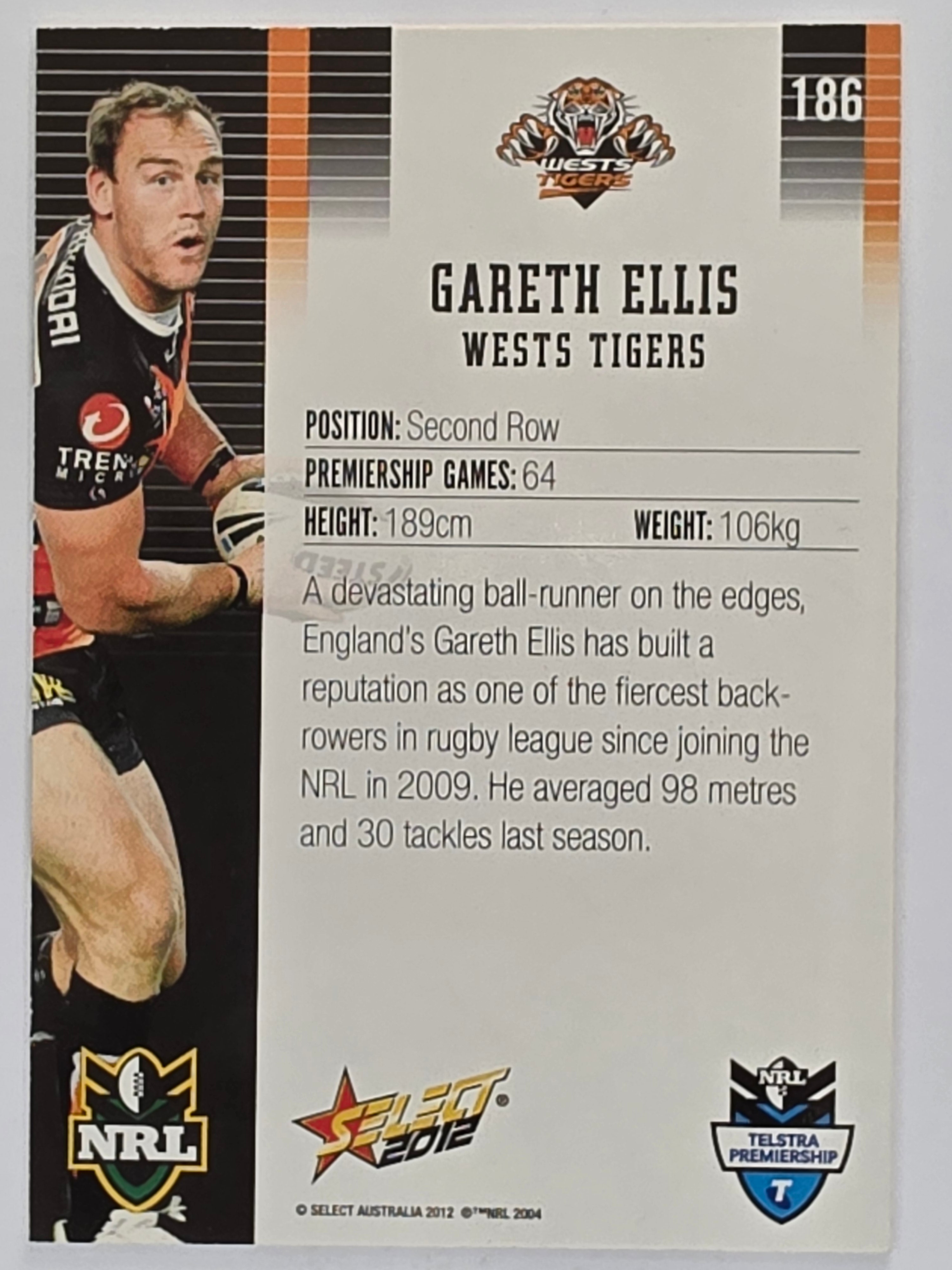 NRL 2012 Champions Base Card #186 Gareth Ellis Wests Tigers