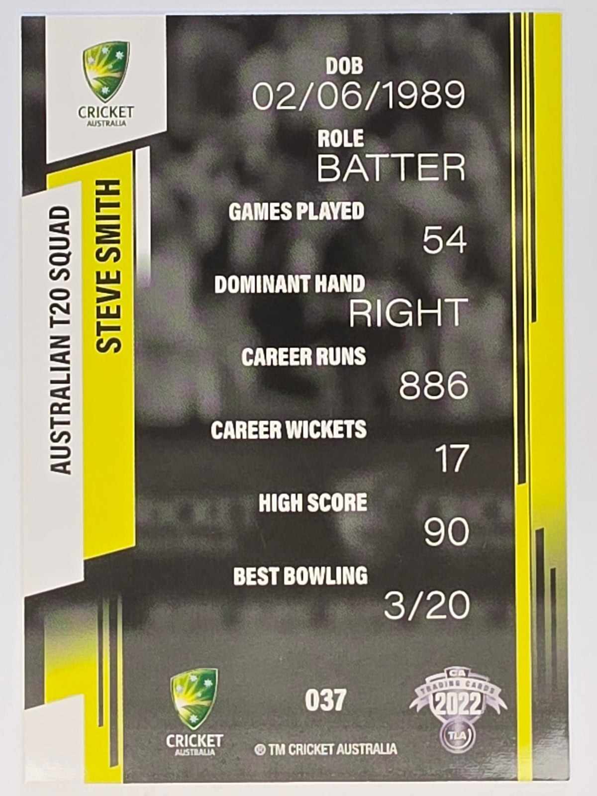 2022-23 Cricket Traders | #037 Steve Smith | Australian Men