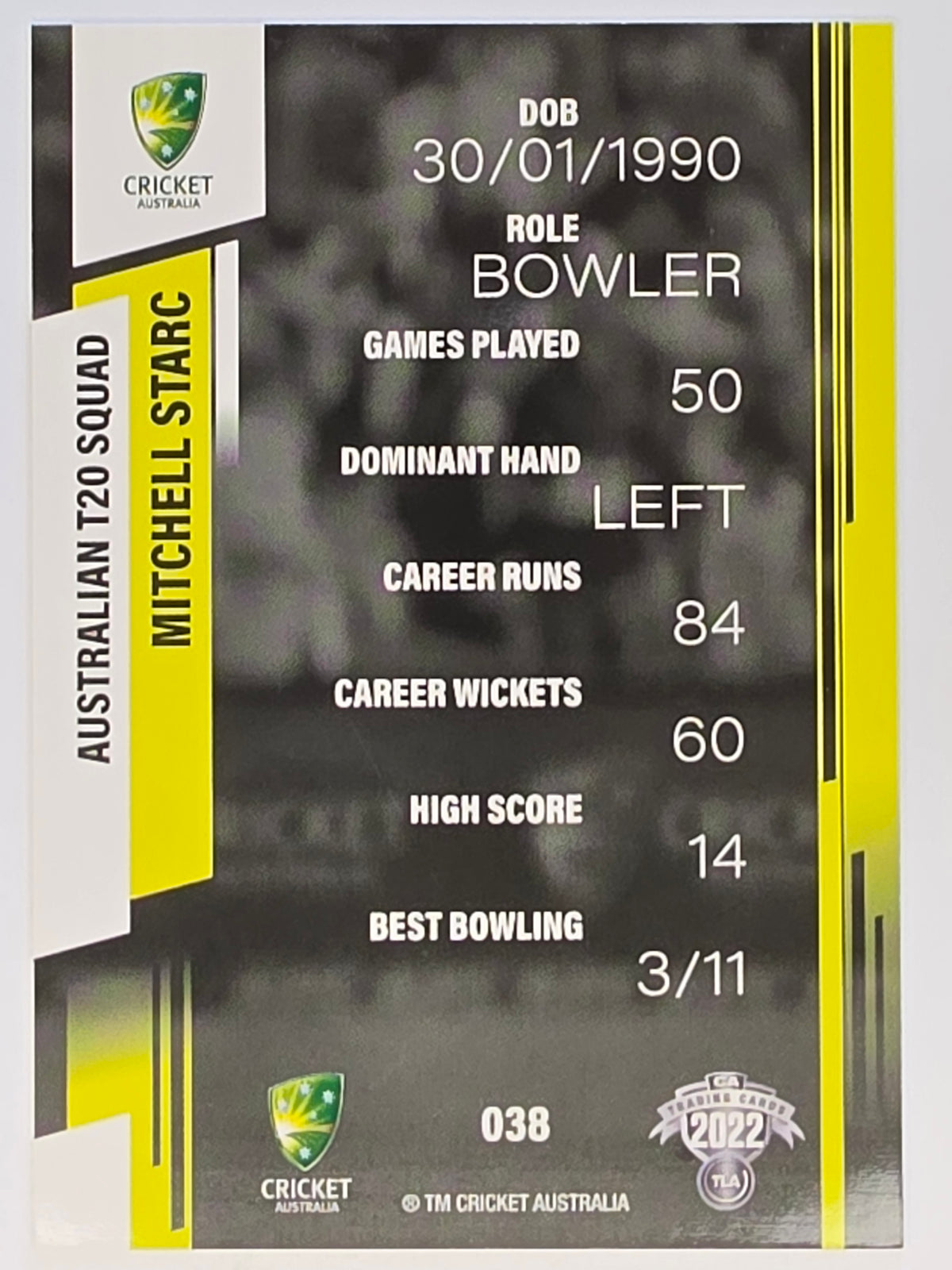 2022-23 Cricket Traders | #038 Mitchell Starc | Australian Men