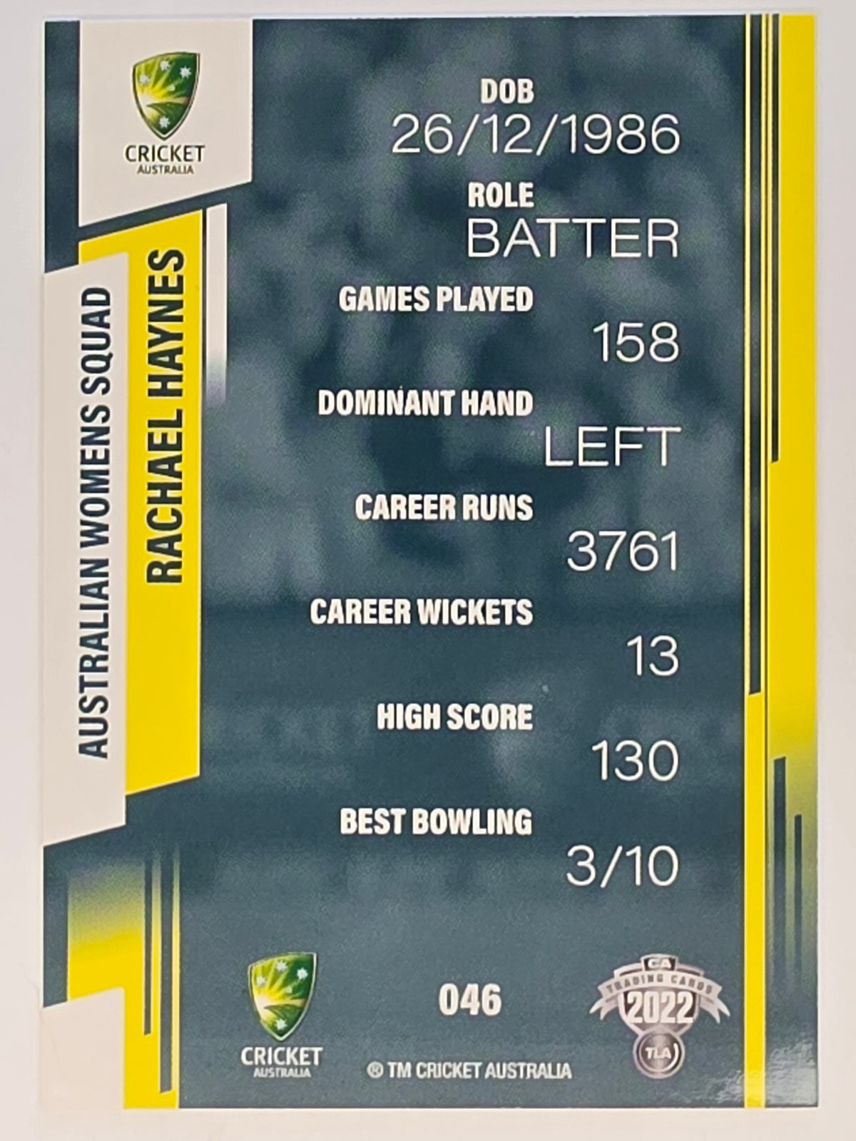 2022-23 Cricket Traders | #046 Rachael Haynes | Australian Women