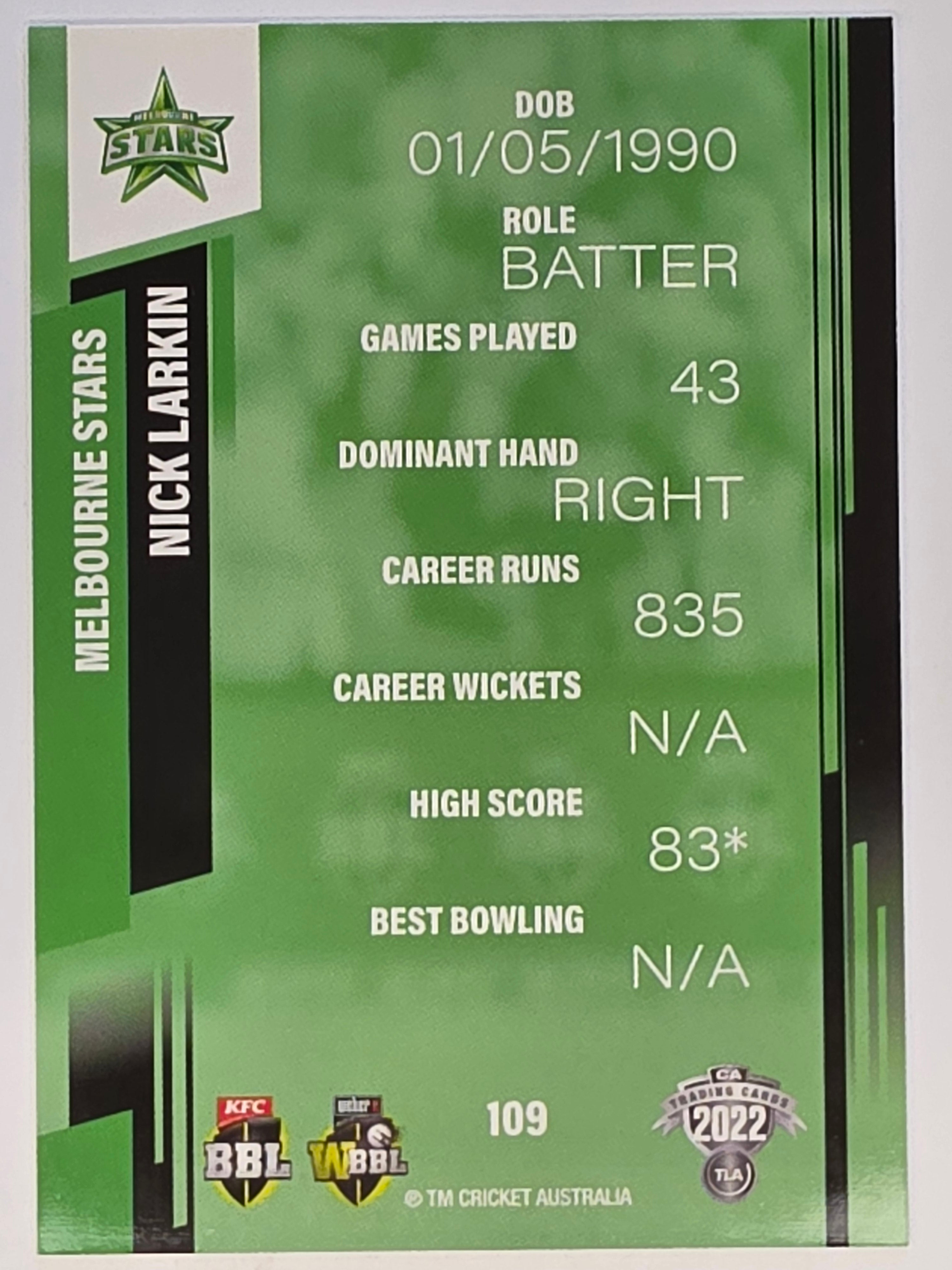 2022-23 Cricket Traders | #109 Nick Larkin | Melbourne Stars BBL