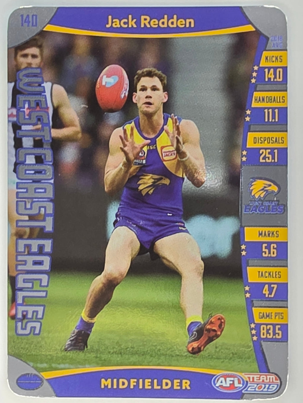 AFL 2019 TeamCoach Silver Parallel #140 Jack Redden West Coast Eagles