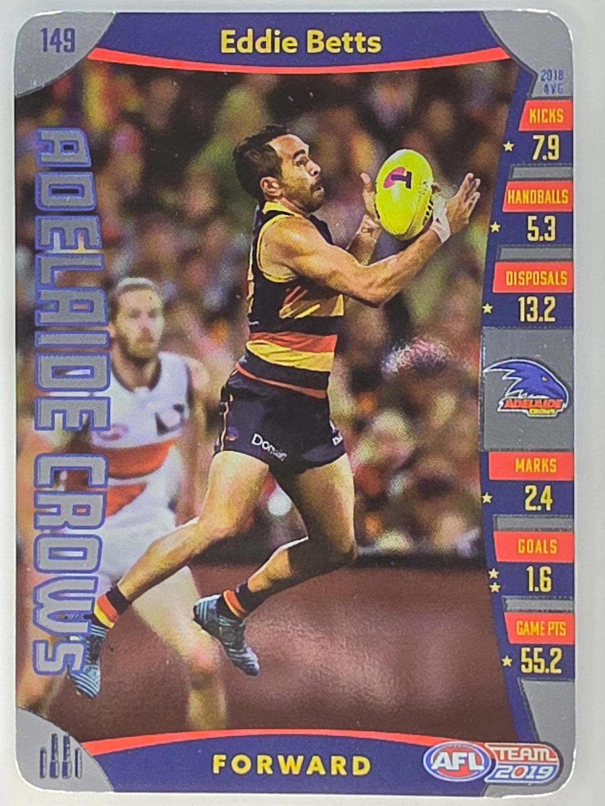 AFL 2019 TeamCoach Silver Parallel #149 Eddie Betts Adelaide Crows