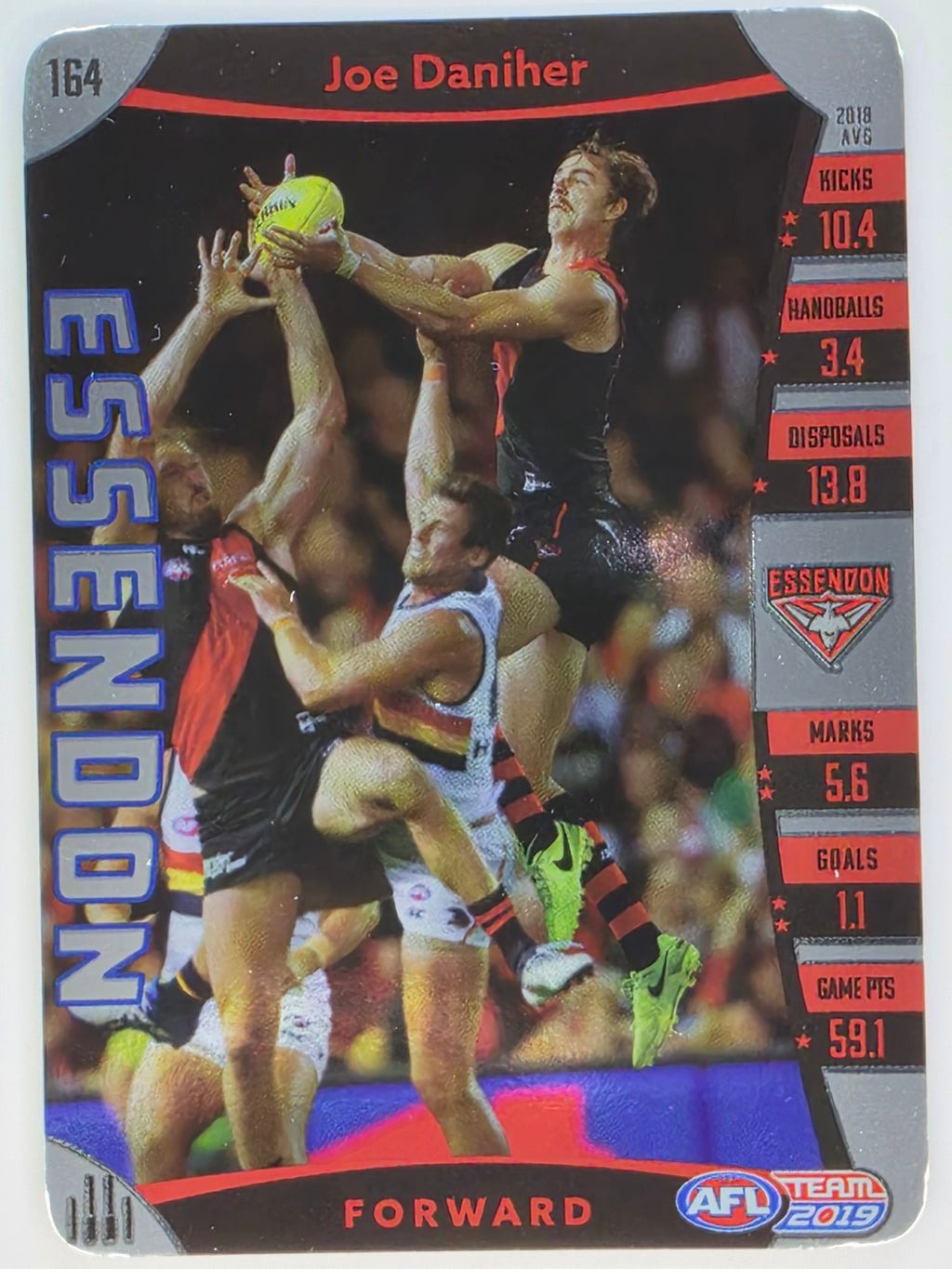 AFL 2019 TeamCoach Silver Parallel #164 Joe Daniher Essendon Bombers