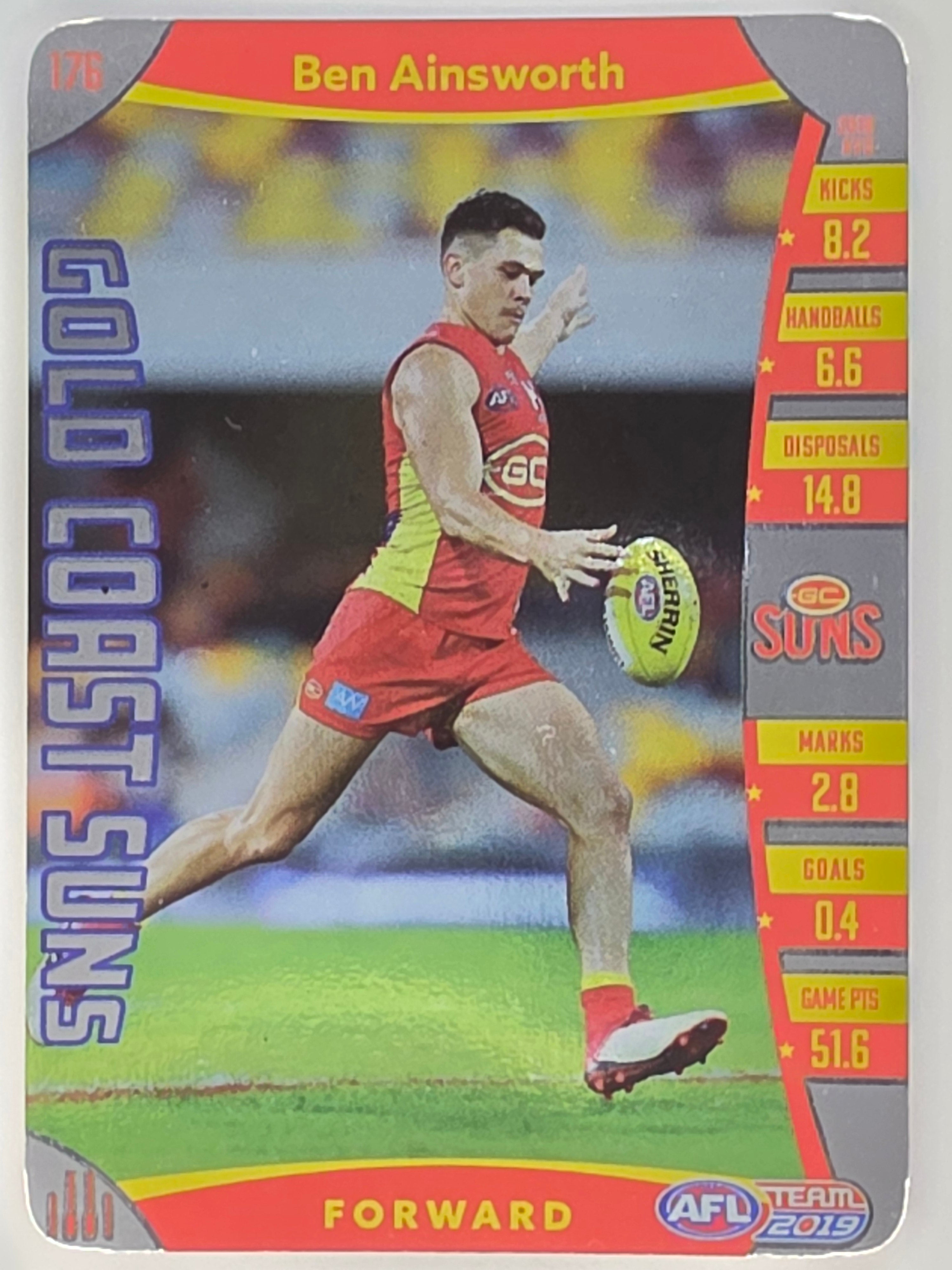 AFL 2019 TeamCoach Silver Parallel #176 Ben Ainsworth Gold Coast Suns