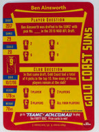 AFL 2019 TeamCoach Silver Parallel #176 Ben Ainsworth Gold Coast Suns