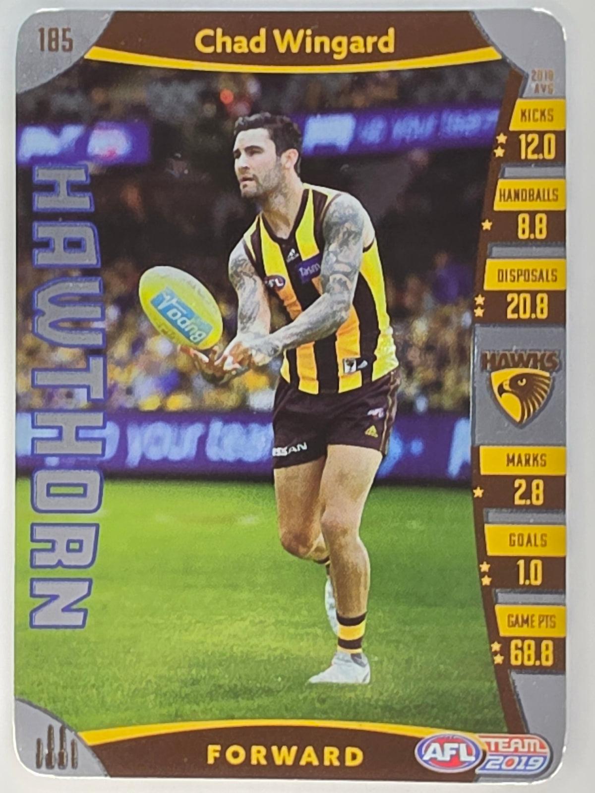 AFL 2019 TeamCoach Silver Parallel #185 Chad Wingard Hawthorn Hawks