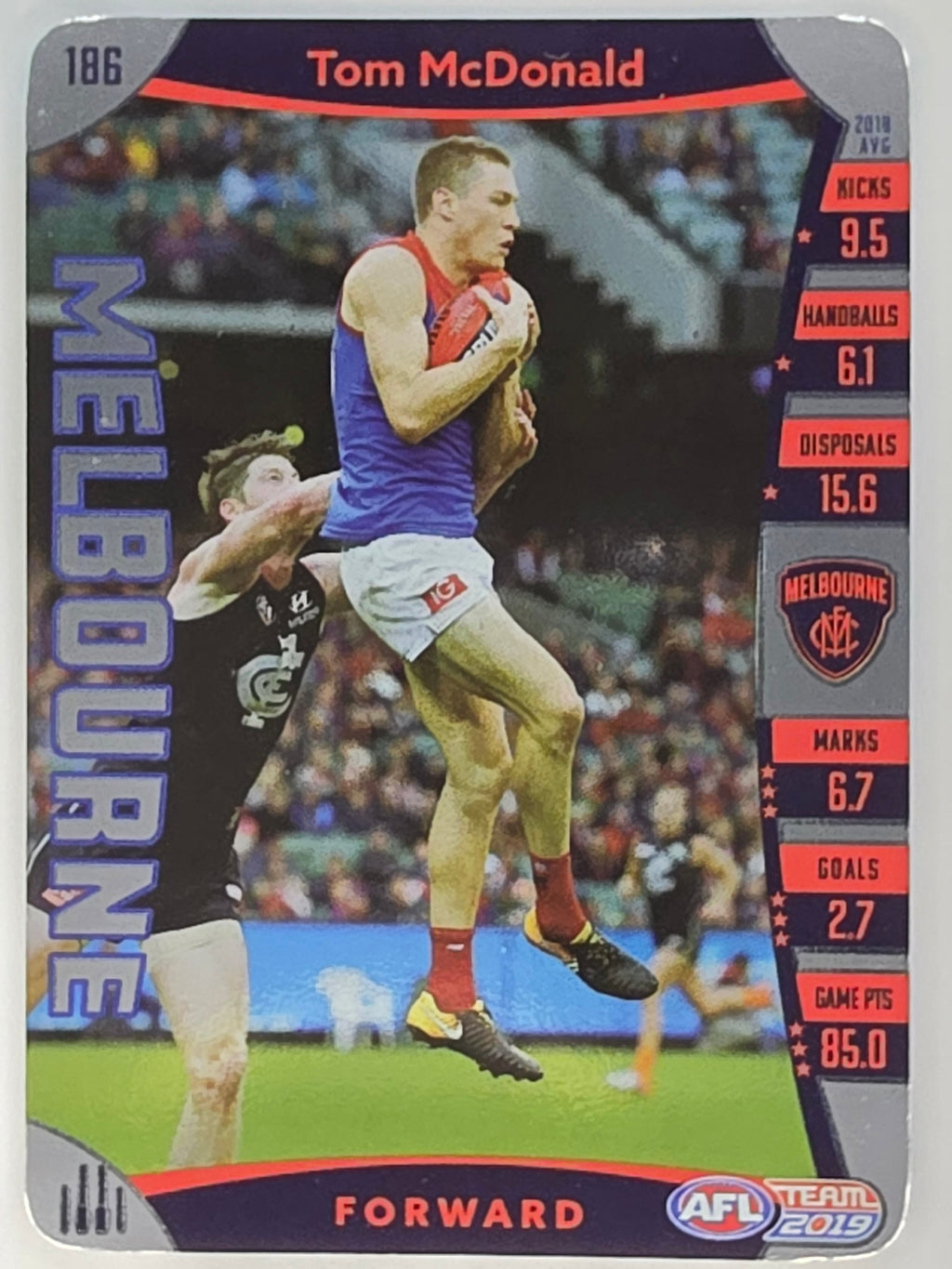 AFL 2019 TeamCoach Silver Parallel #186 Tom McDonald Melbourne Demons