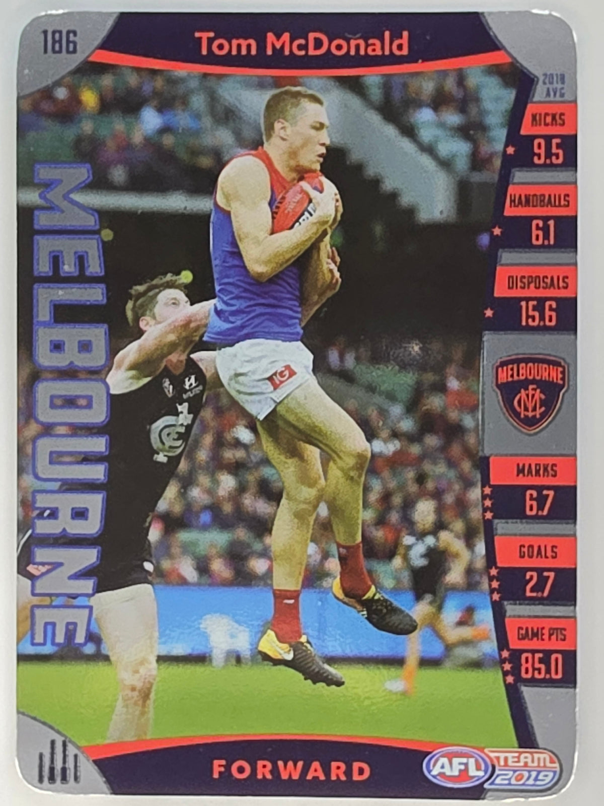 AFL 2019 TeamCoach Silver Parallel #186 Tom McDonald Melbourne Demons