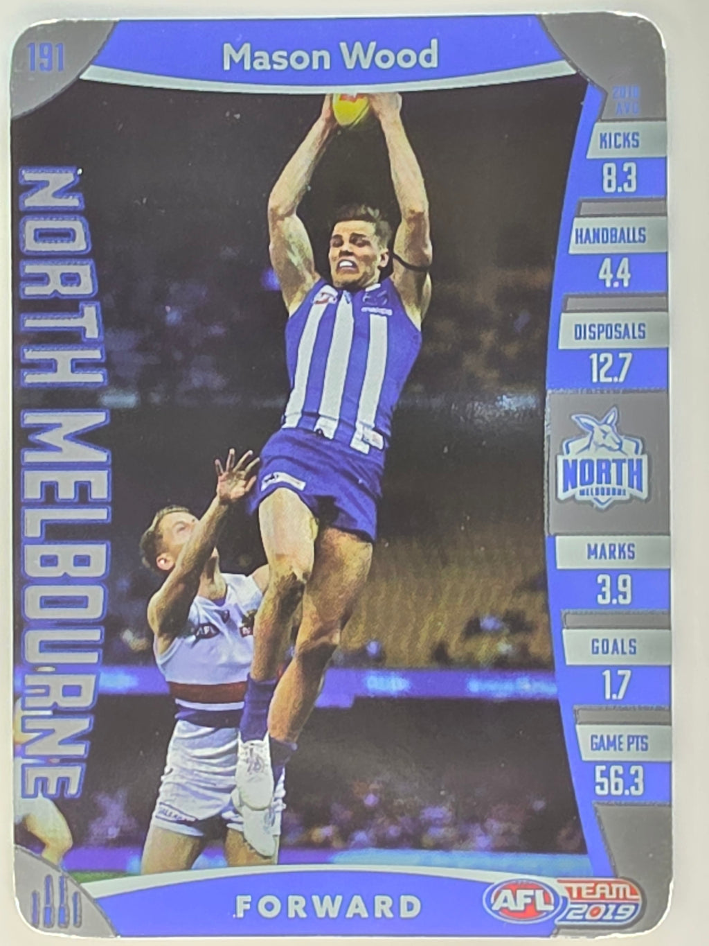 AFL 2019 TeamCoach Silver Parallel #191 Mason Wood North Melbourne Kangaroos