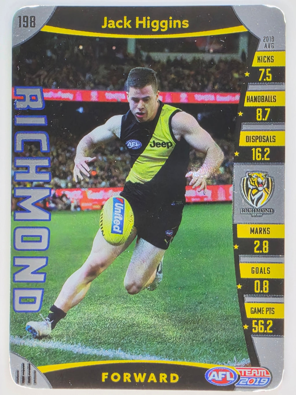 AFL 2019 TeamCoach Silver Parallel #198 Jack Higgins Richmond Tigers