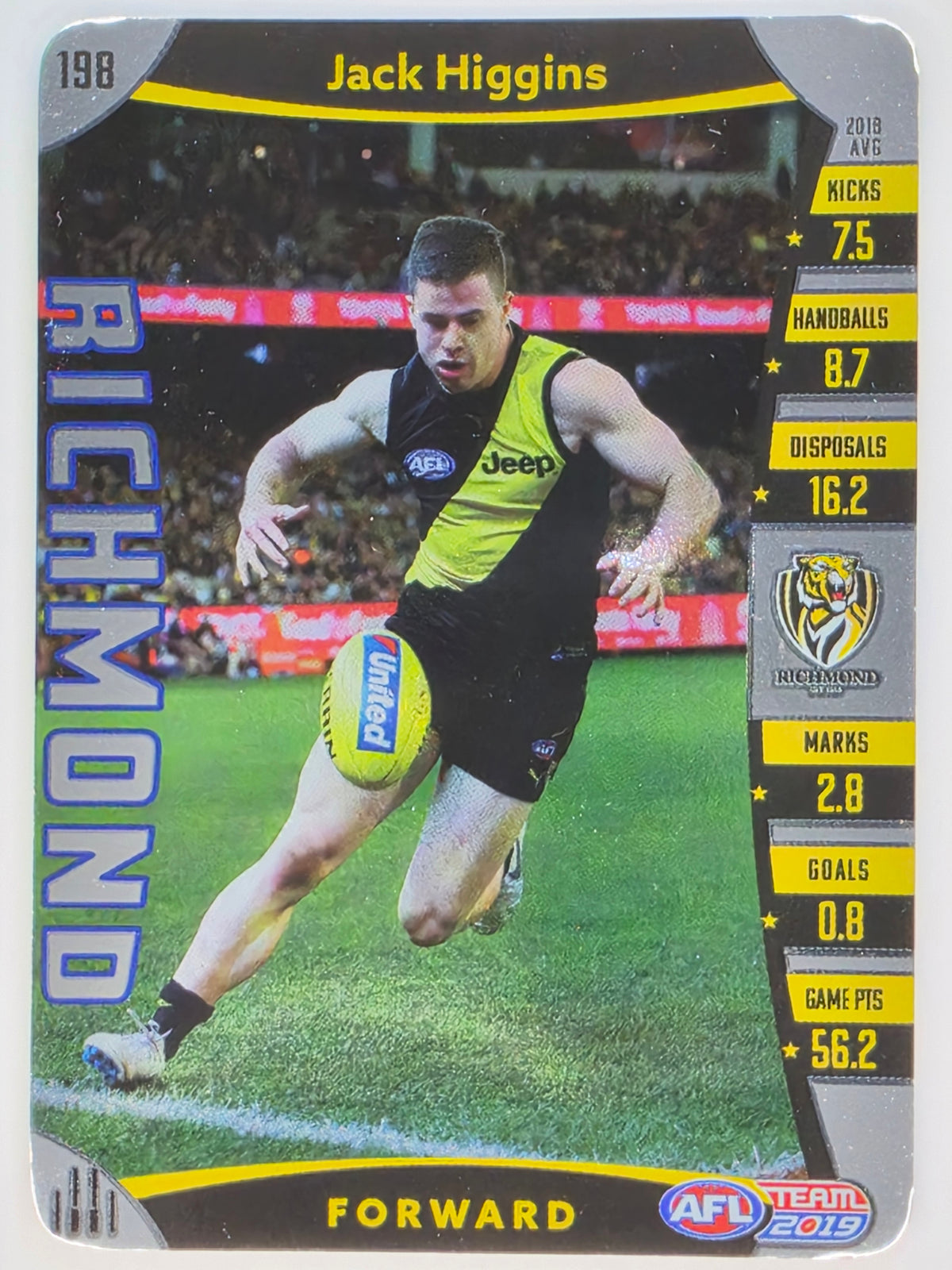 AFL 2019 TeamCoach Silver Parallel #198 Jack Higgins Richmond Tigers