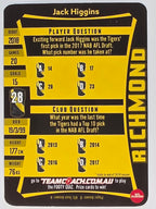 AFL 2019 TeamCoach Silver Parallel #198 Jack Higgins Richmond Tigers