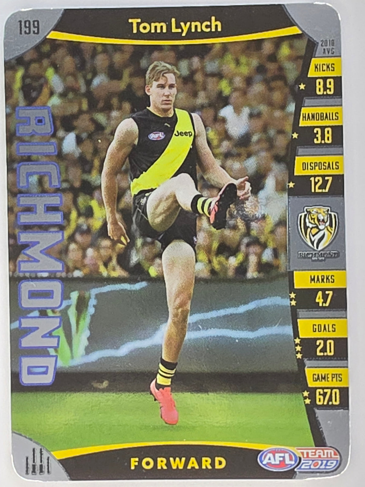 AFL 2019 TeamCoach Silver Parallel #199 Tom Lynch Richmond Tigers
