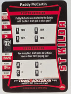 AFL 2019 TeamCoach Silver Parallel #204 Paddy McCartin St. Kilda Saints