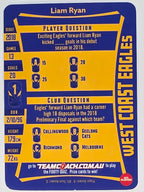 AFL 2019 TeamCoach Silver Parallel #213 Liam Ryan West Coast Eagles