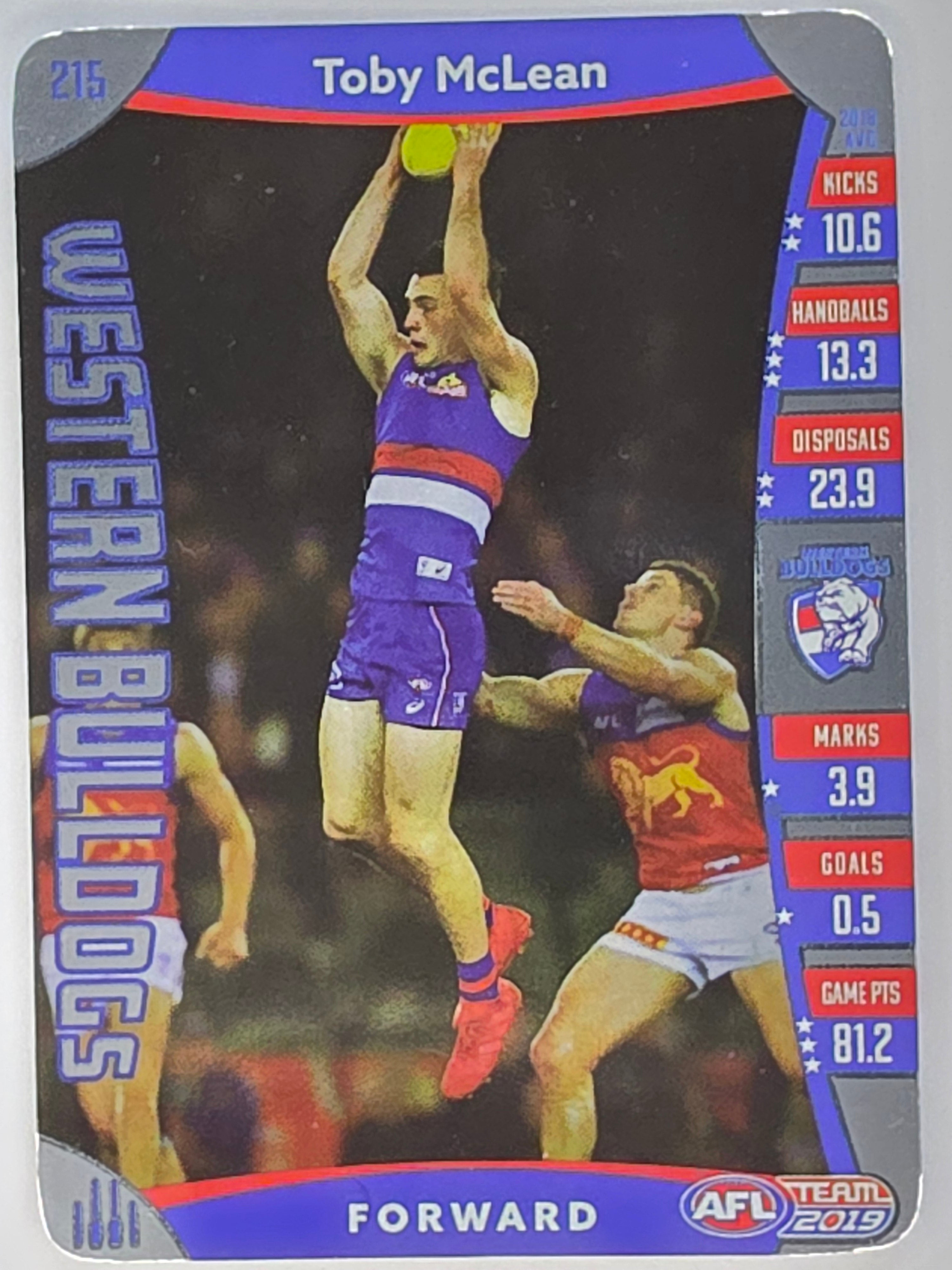 AFL 2019 TeamCoach Silver Parallel #215 Toby McLean Western Bulldogs