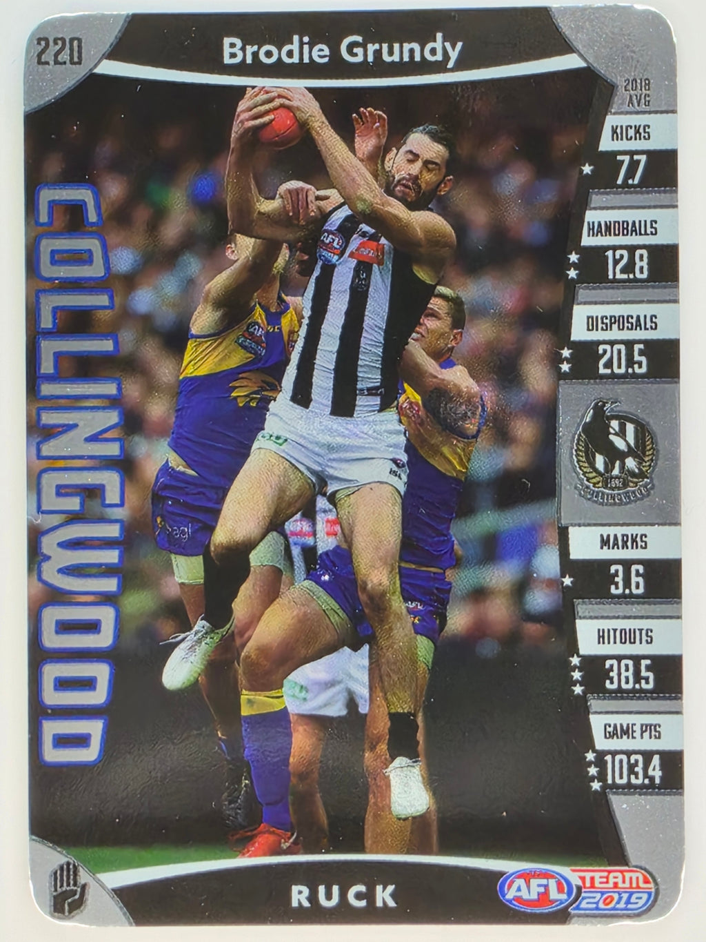 AFL 2019 TeamCoach Silver Parallel #220 Brodie Grundy Collingwood Magpies