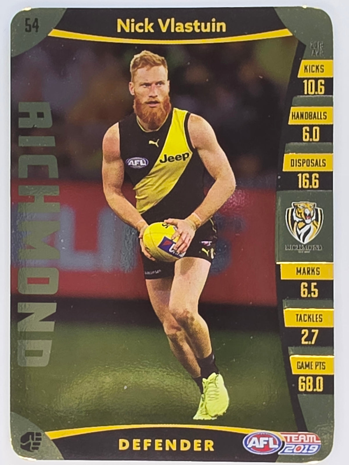 AFL 2019 TeamCoach Gold Parallel #054 Nick Vlastuin Richmond Tigers