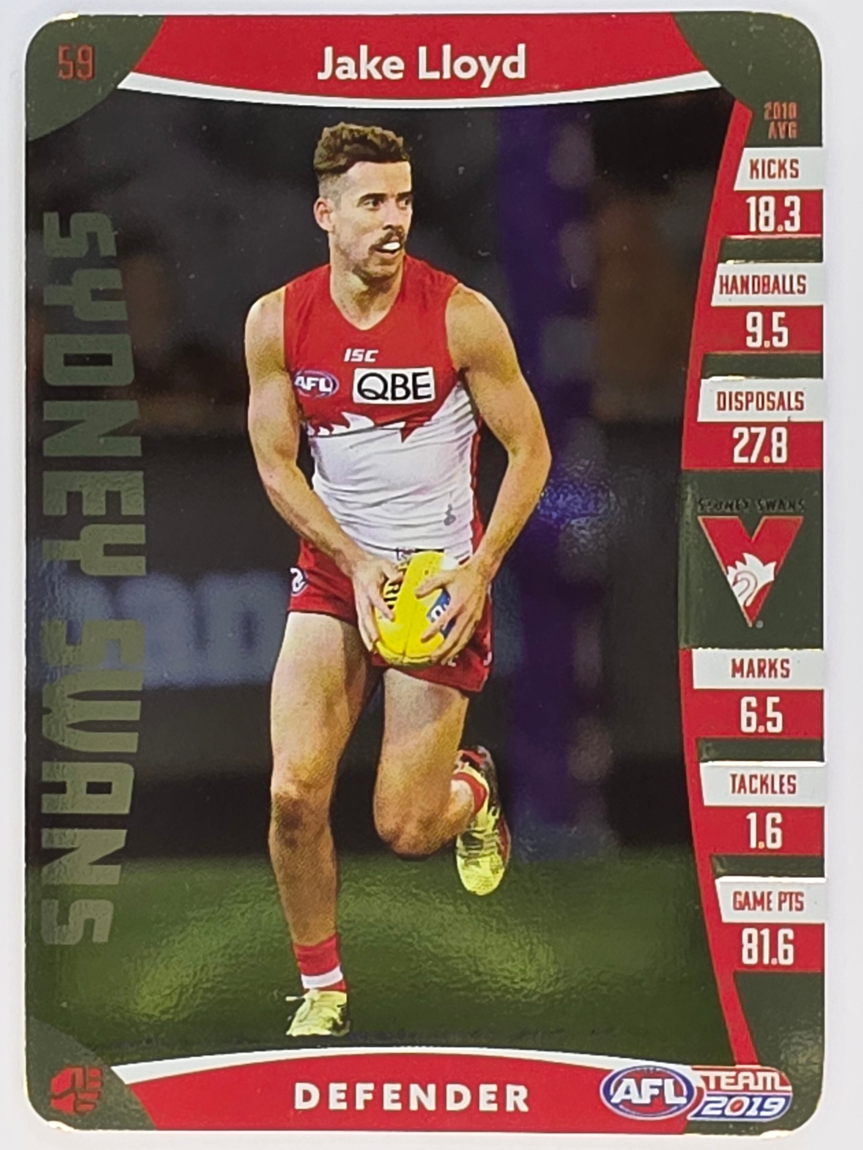 AFL 2019 TeamCoach Gold Parallel #059 Jake Lloyd Sydney Swans