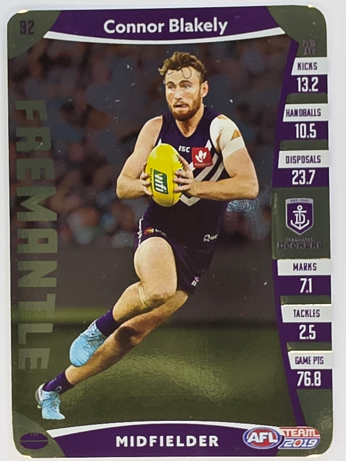 AFL 2019 TeamCoach Gold Parallel #092 Connor Blakely Fremantle Dockers