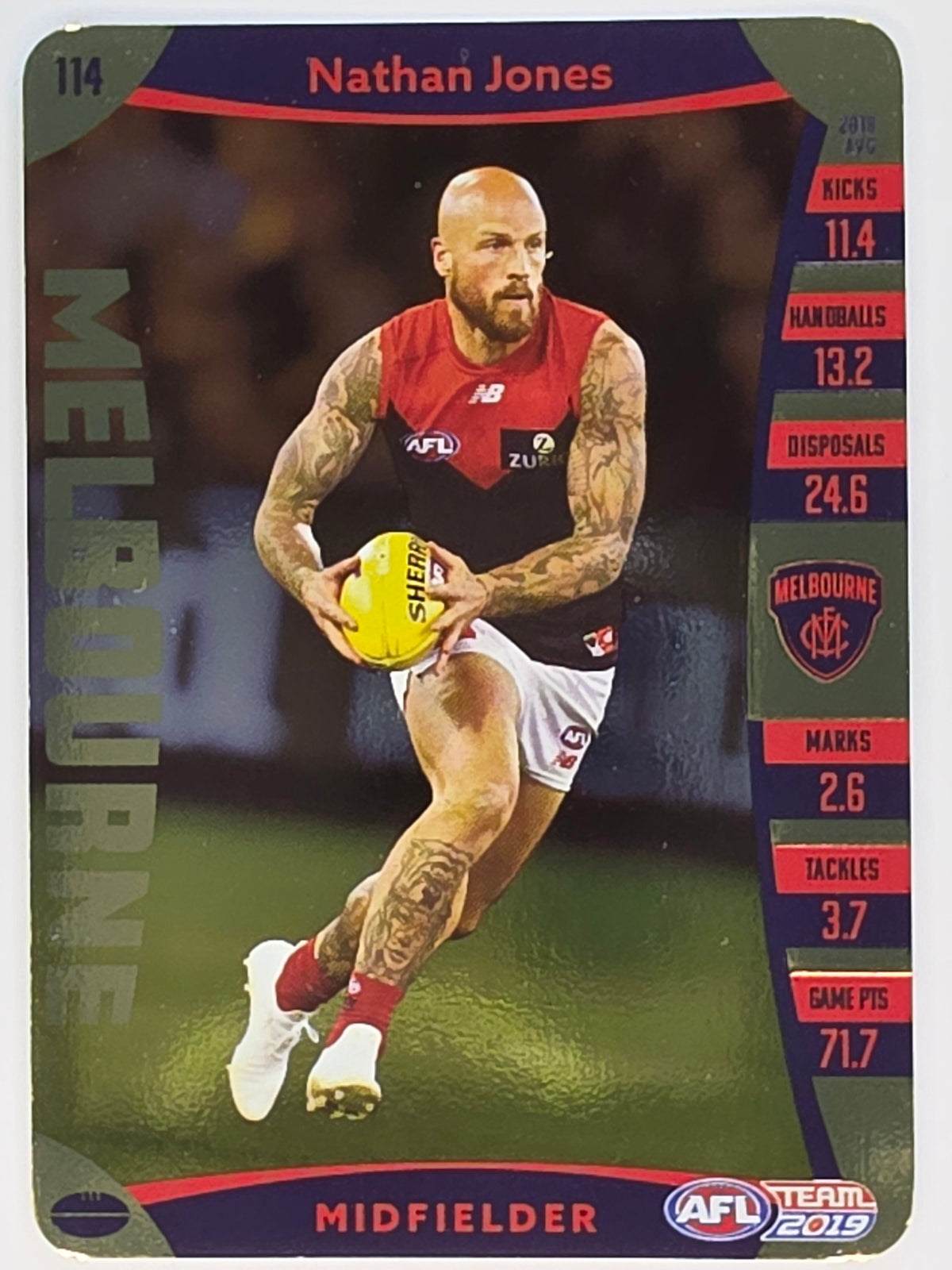 AFL 2019 TeamCoach Gold Parallel #114 Nathan Jones Melbourne Demons