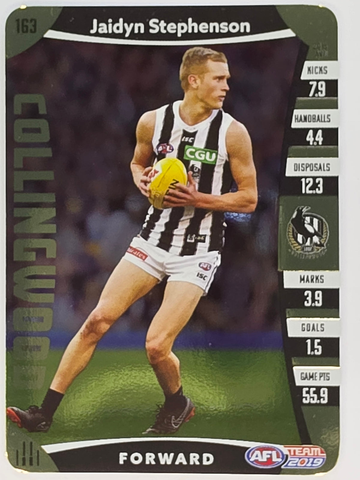 AFL 2019 TeamCoach Gold Parallel #163 Jaidyn Stephenson Collingwood Magpies