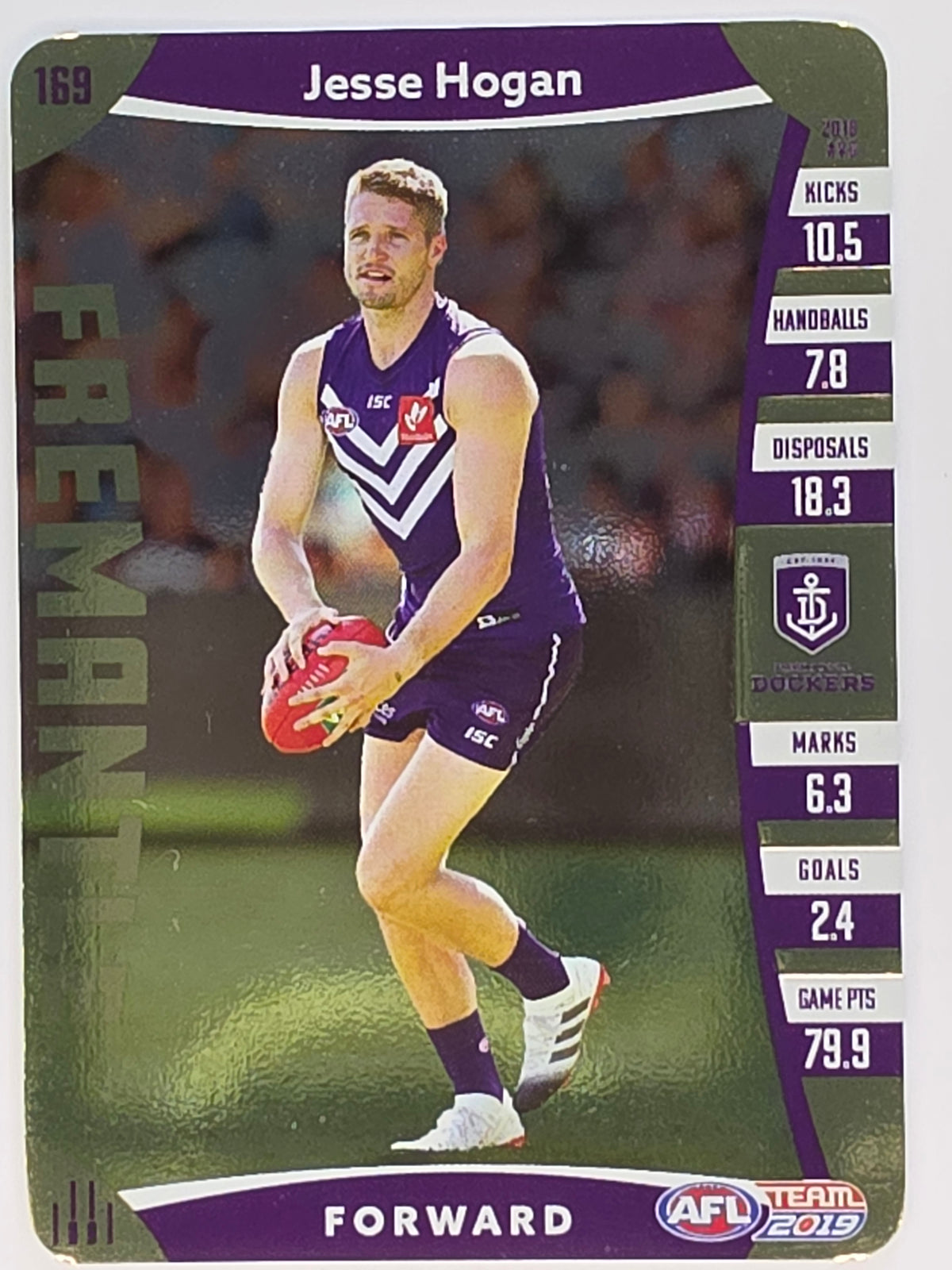 AFL 2019 TeamCoach Gold Parallel #169 Jesse Hogan Fremantle Dockers