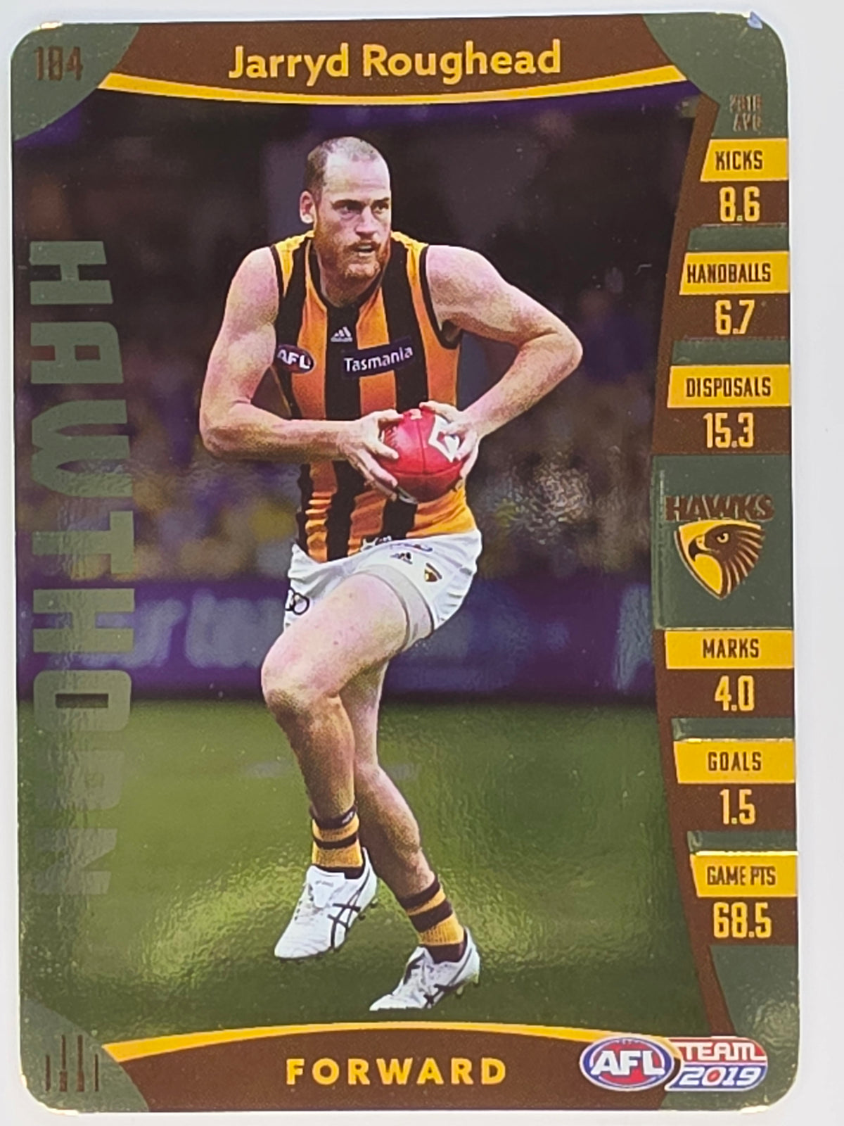 AFL 2019 TeamCoach Gold Parallel #184 Jarryd Roughead Hawthorn Hawks