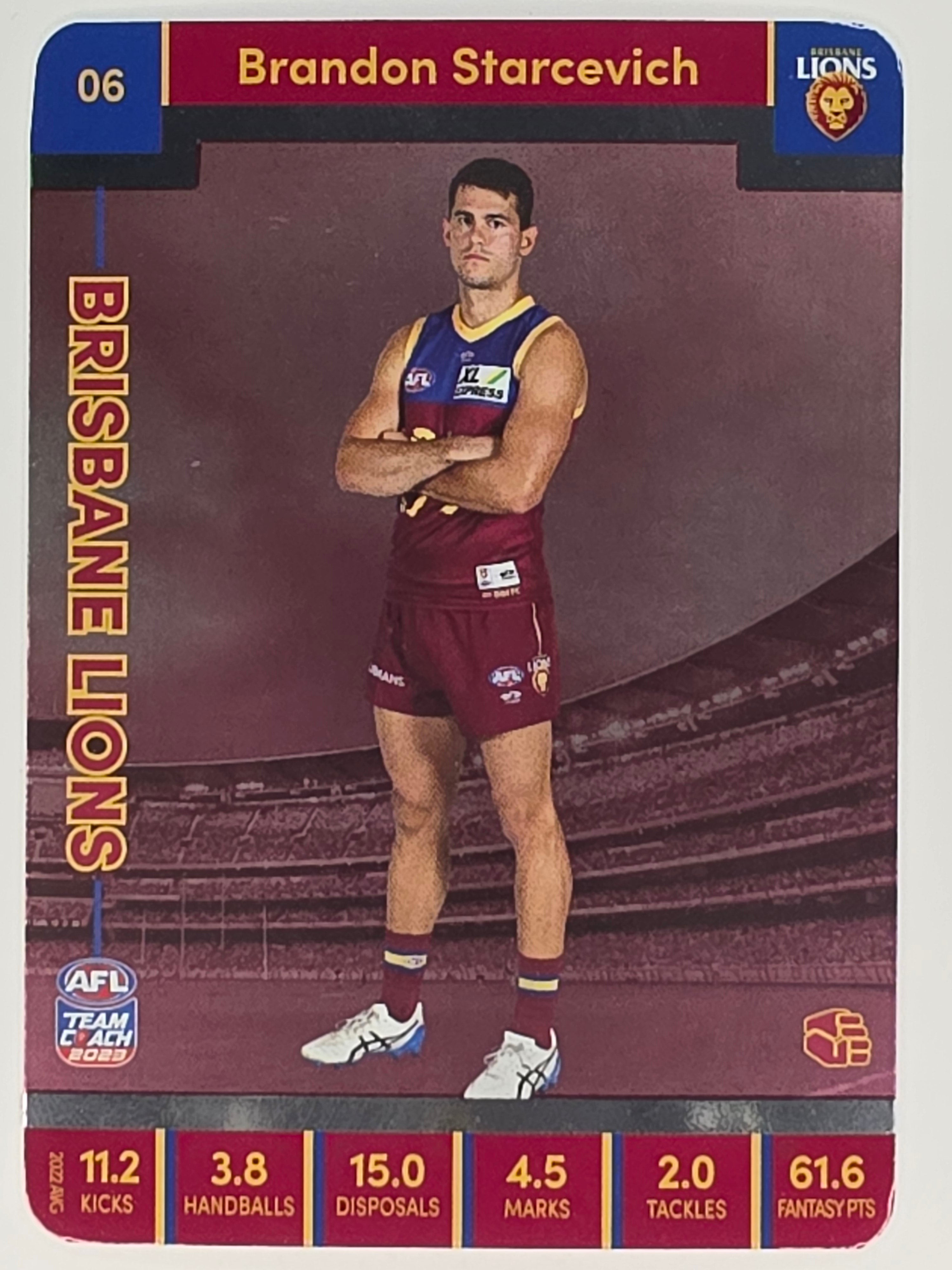 AFL 2023 TeamCoach Silver Parallel #006 Brandon Starcevich Brisbane Lions