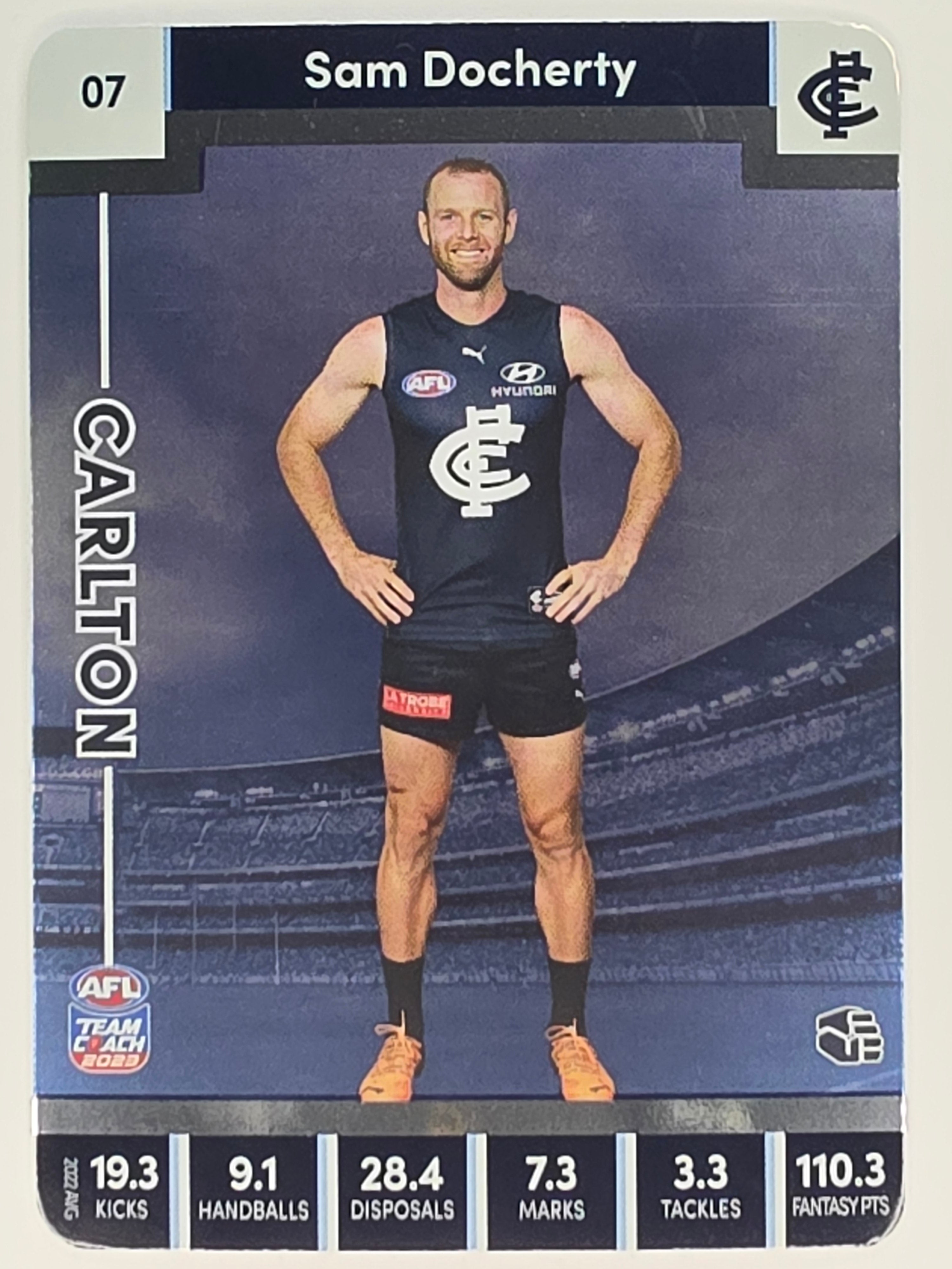 AFL 2023 TeamCoach Silver Parallel #007 Sam Docherty Carlton Blues