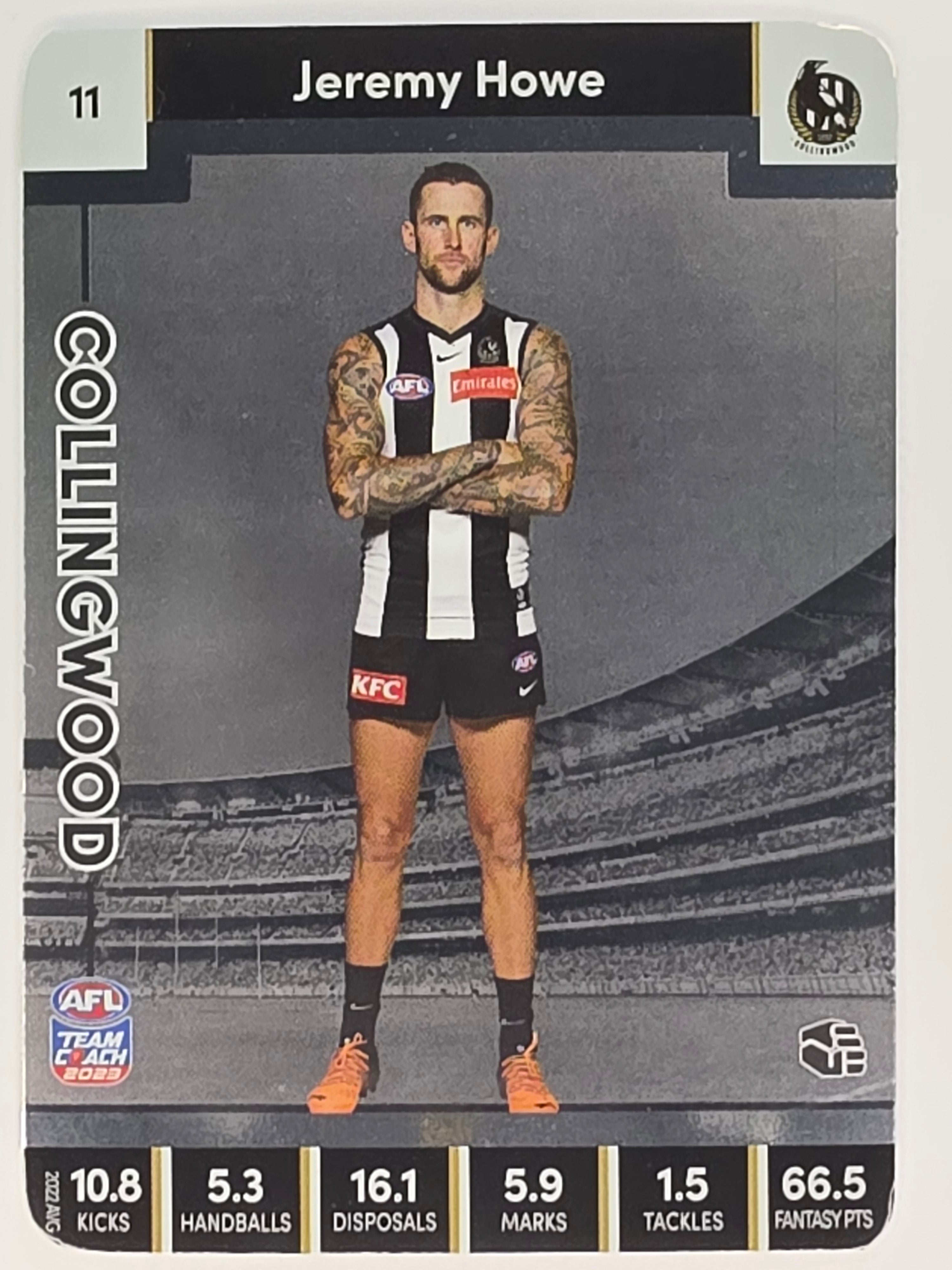 AFL 2023 TeamCoach Silver Parallel #011 Jeremy Howe Collingwood Magpies