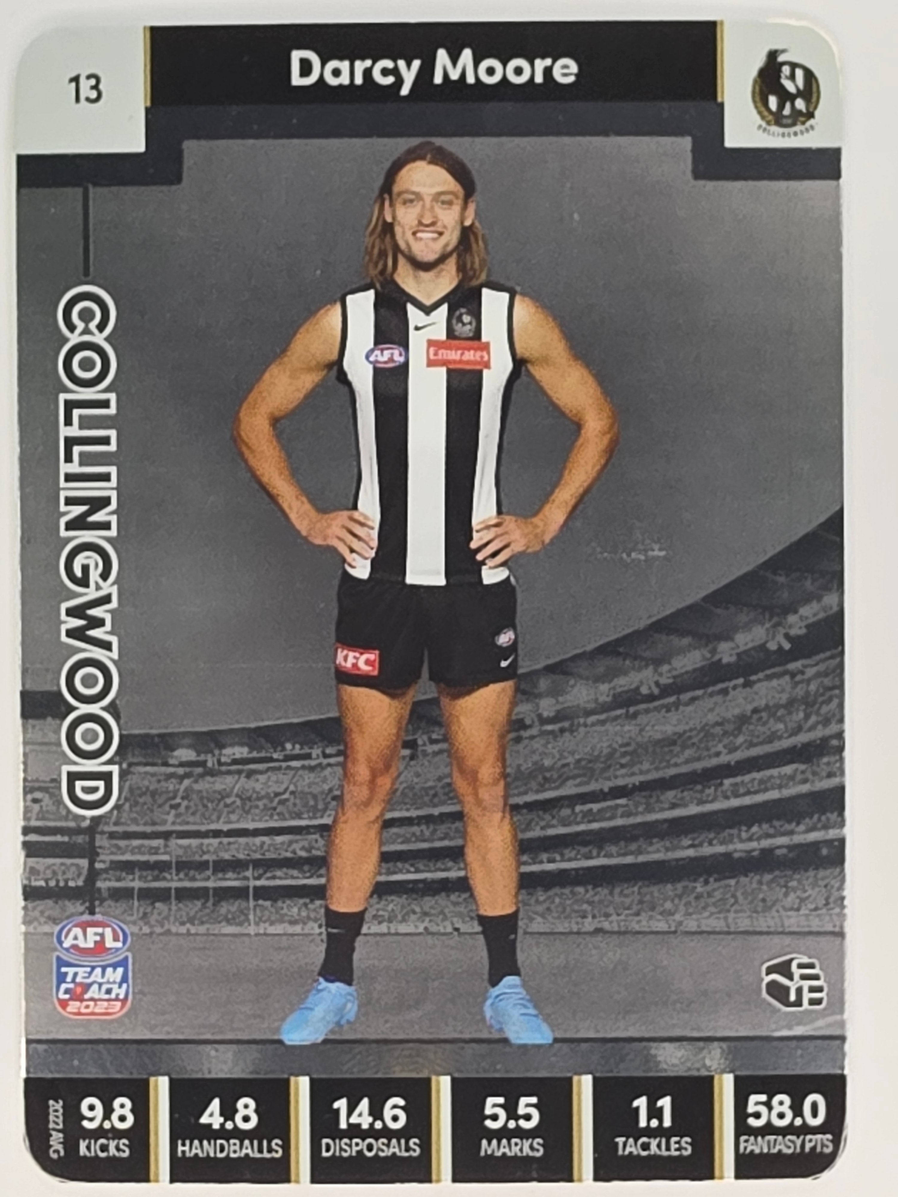 AFL 2023 TeamCoach Silver Parallel #013 Darcy Moore Collingwood Magpies
