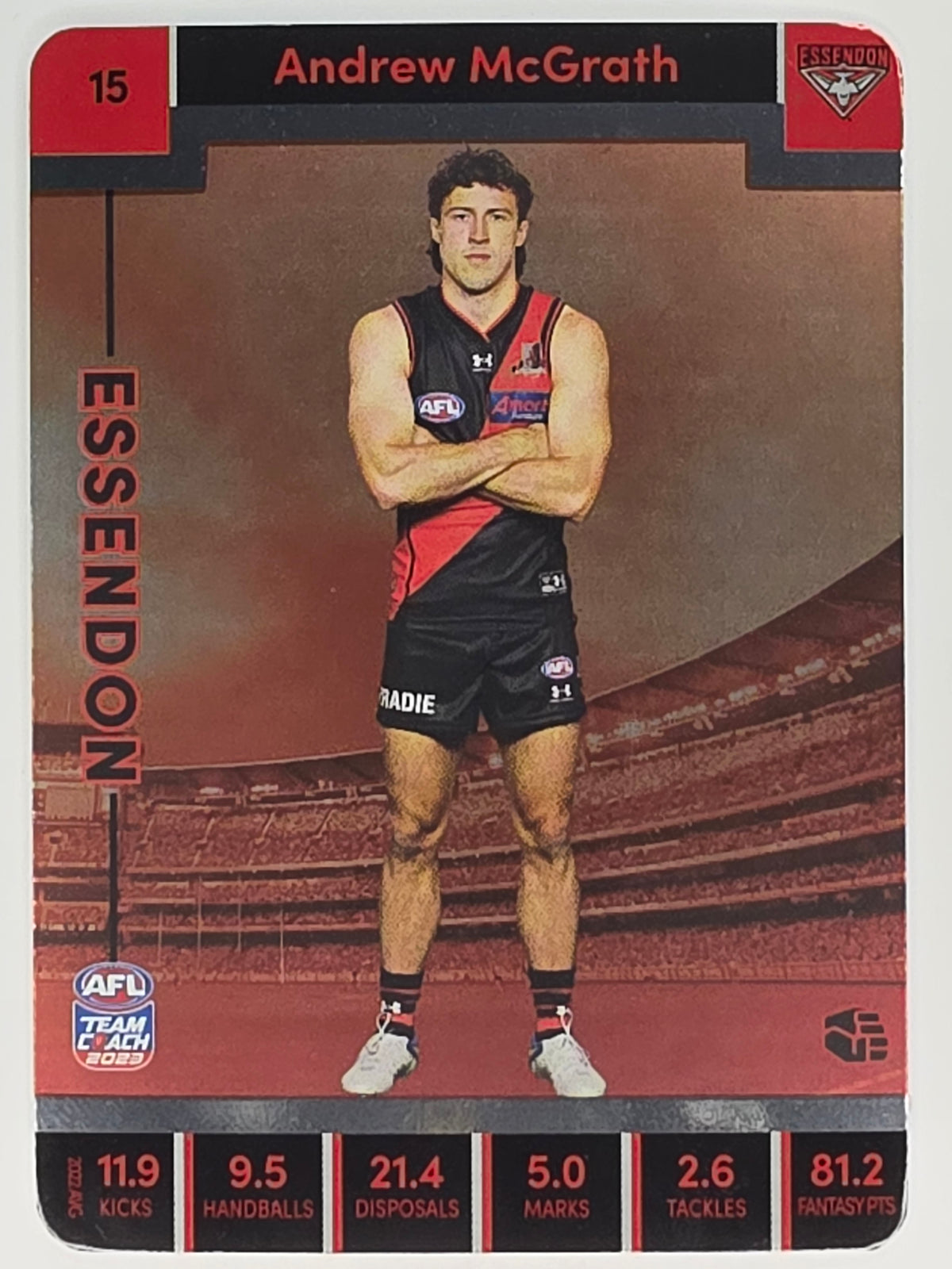 AFL 2023 TeamCoach Silver Parallel #015 Andrew McGrath Essendon Bombers