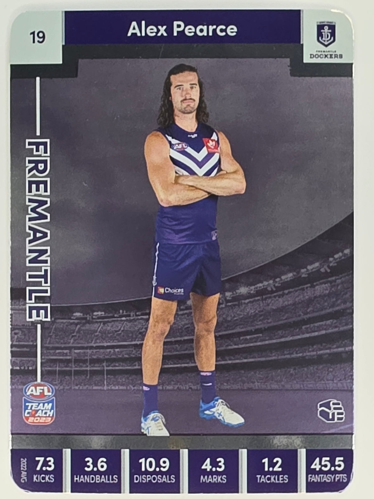 AFL 2023 TeamCoach Silver Parallel #019 Alex Pearce Fremantle Dockers