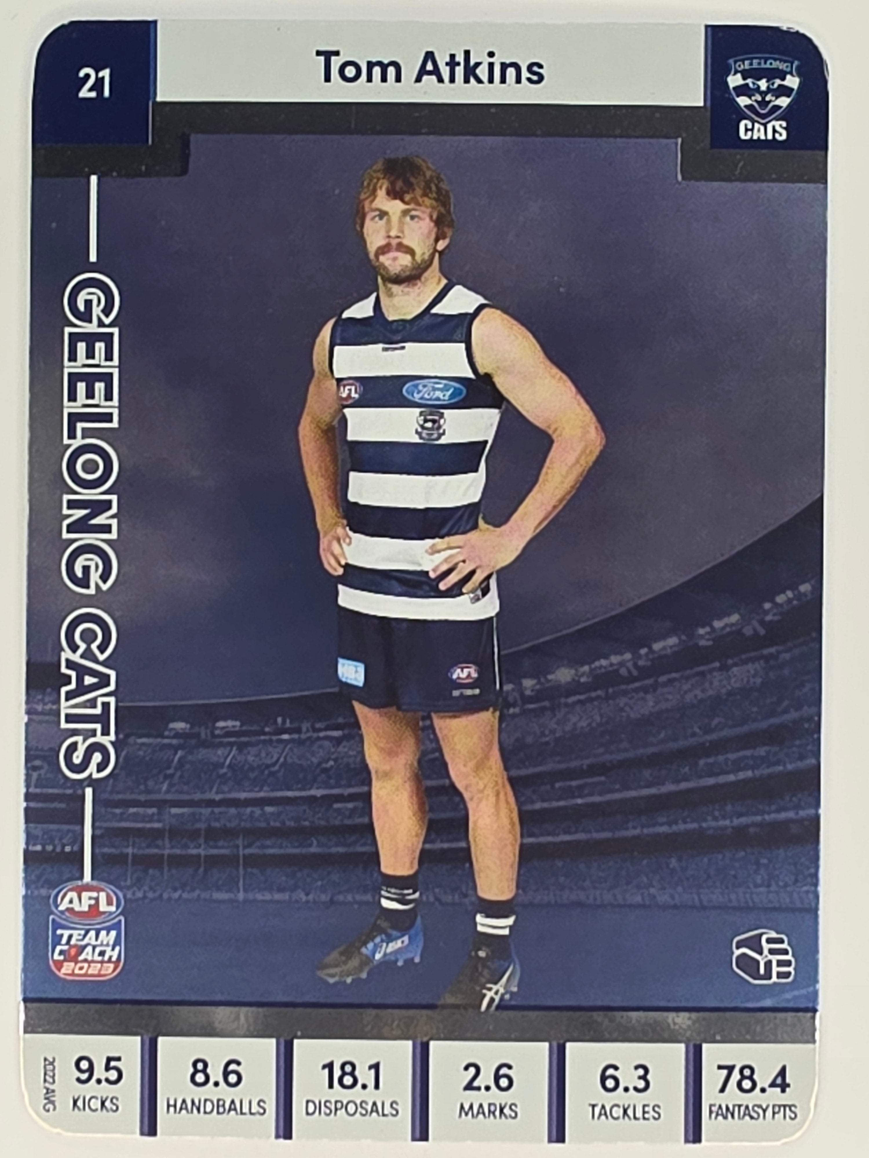 AFL 2023 TeamCoach Silver Parallel #021 Tom Atkins Geelong Cats