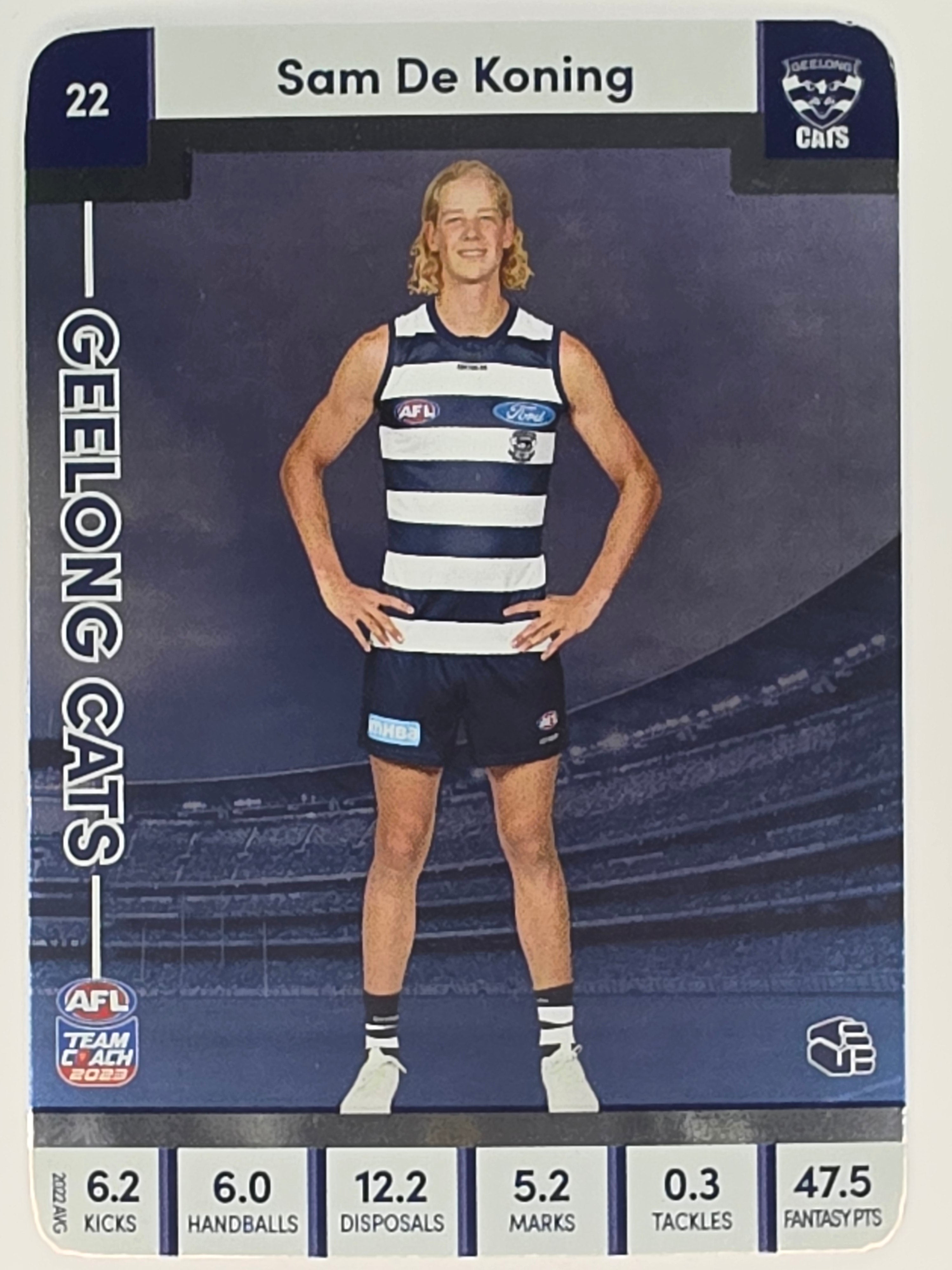 AFL 2023 TeamCoach Silver Parallel #022 Sam De Koning Geelong Cats