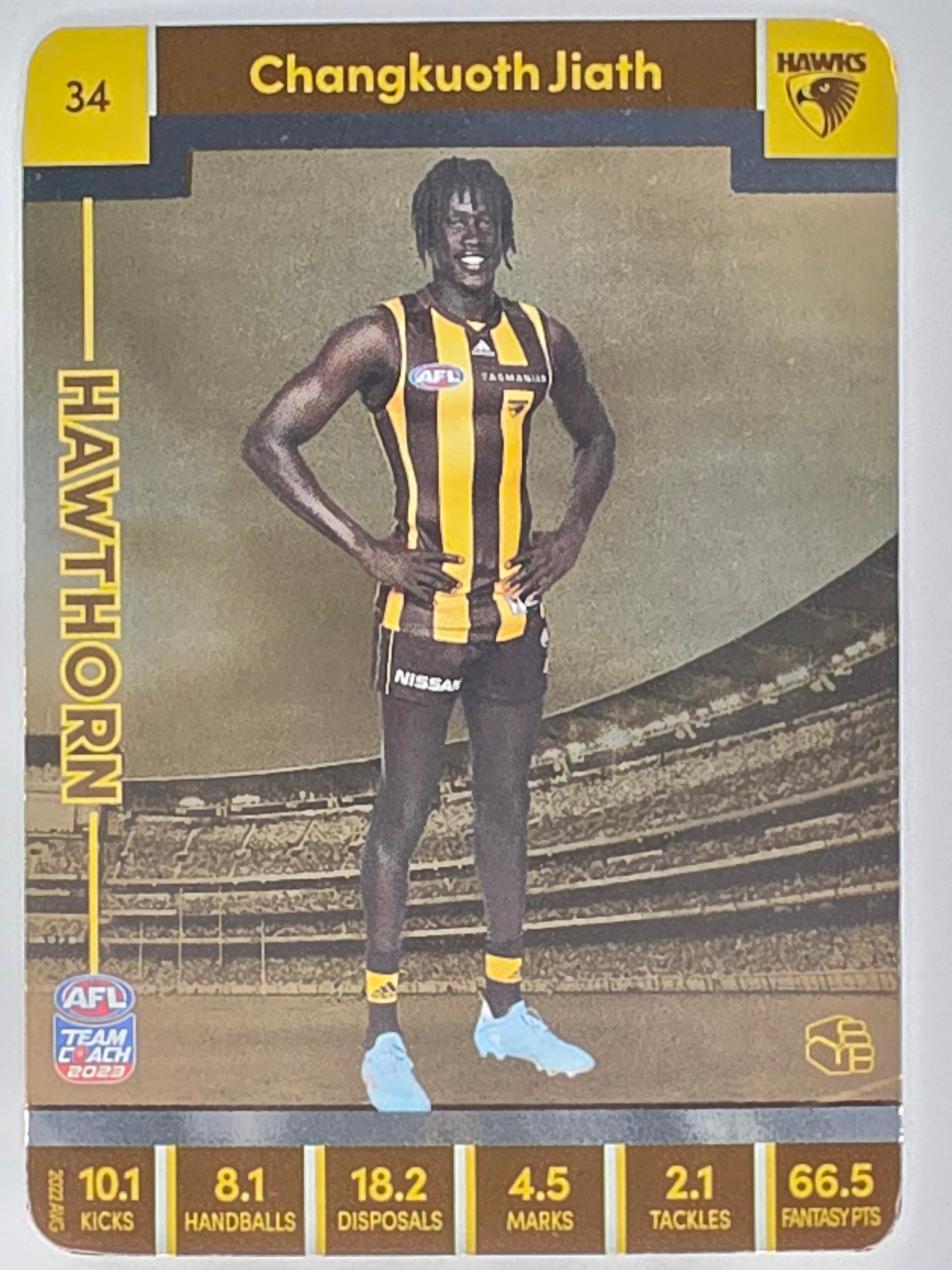 AFL 2023 TeamCoach Silver Parallel #034 Changkuoth Jiath Hawthorn Hawks