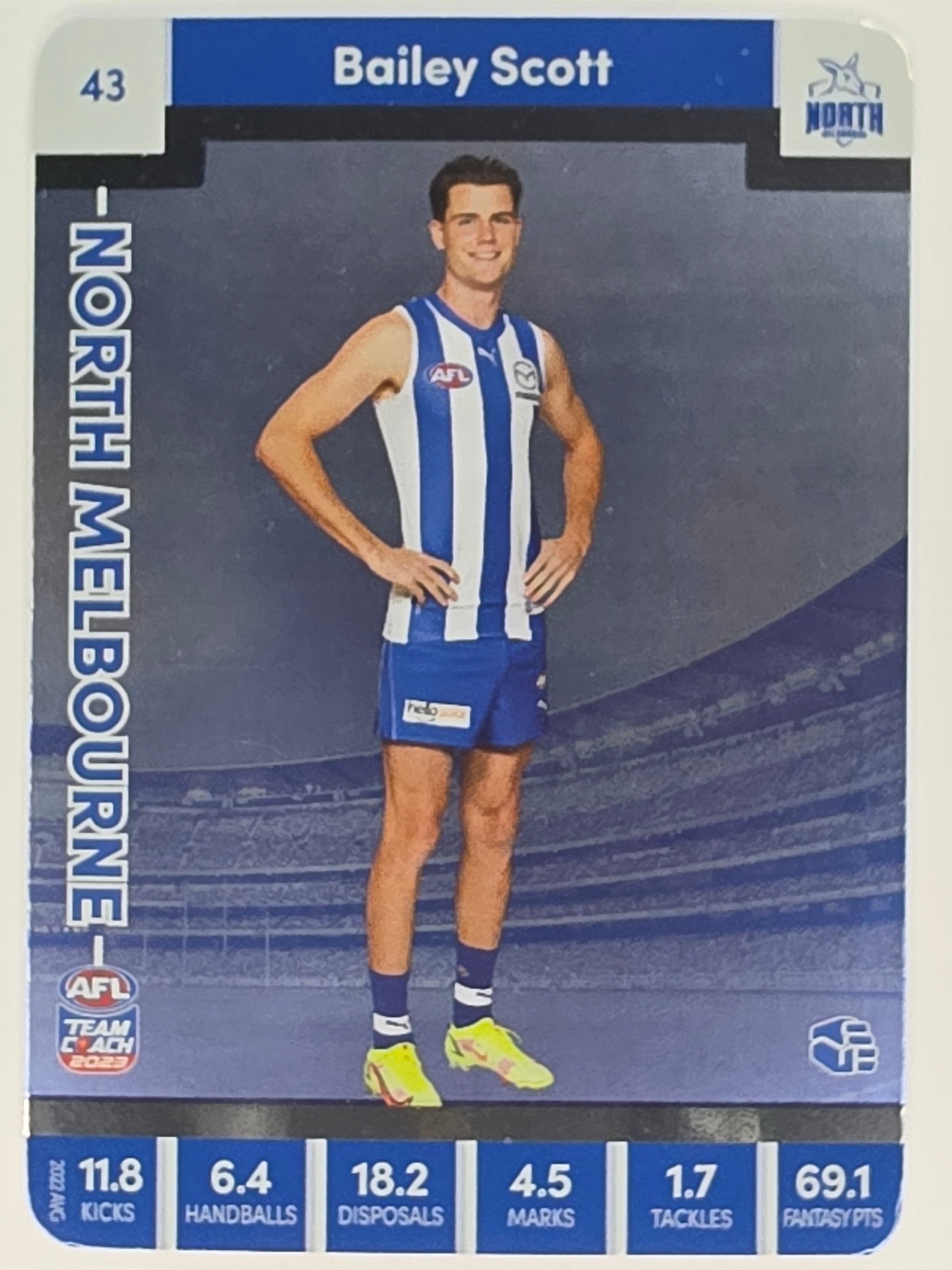 AFL 2023 TeamCoach Silver Parallel #043 Bailey Scott North Melbourne Kangaroos
