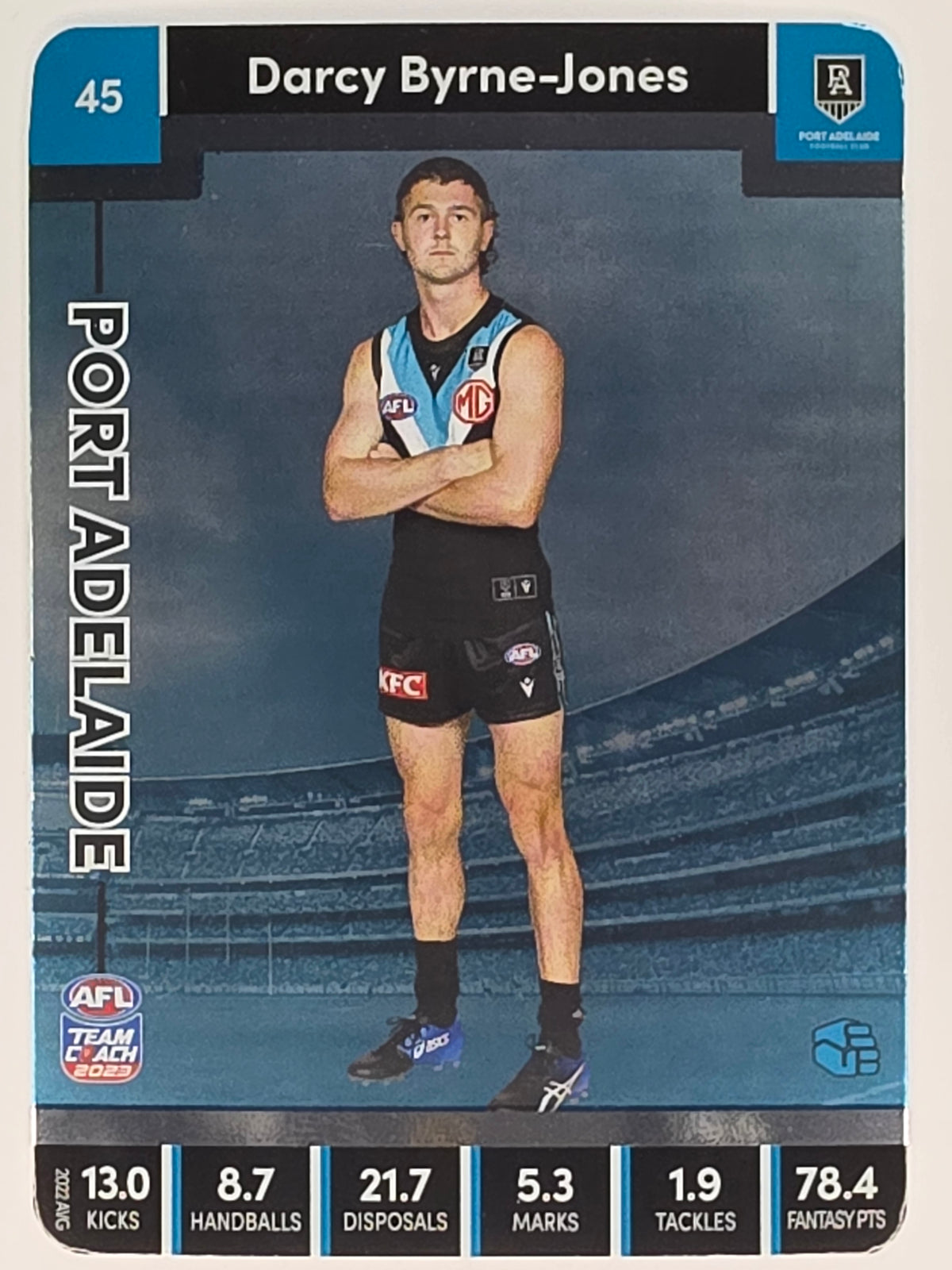 AFL 2023 TeamCoach Silver Parallel #045 Darcy Byrne-Jones Port Adelaide Power