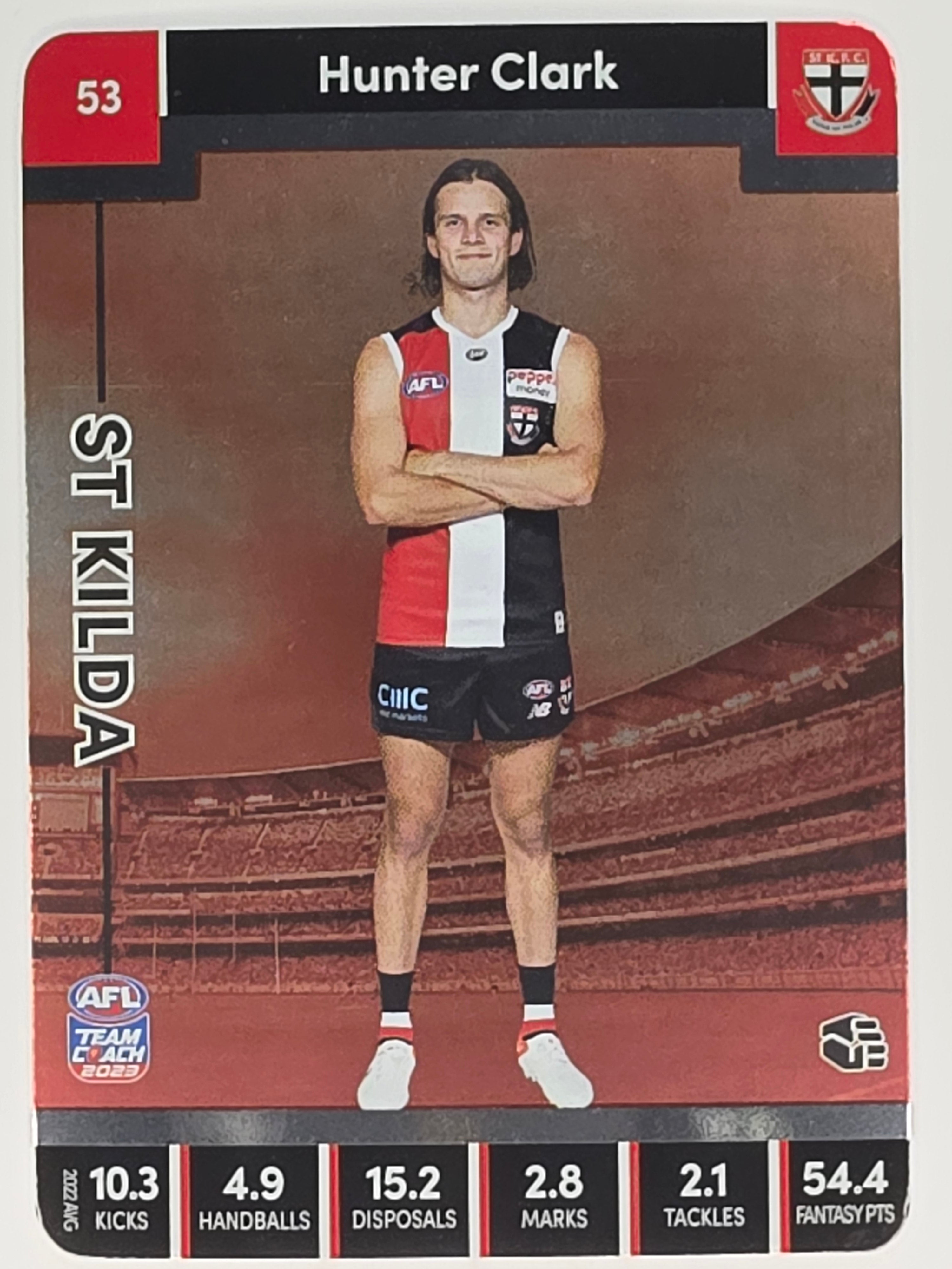 AFL 2023 TeamCoach Silver Parallel #053 Hunter Clark St. Kilda Saints