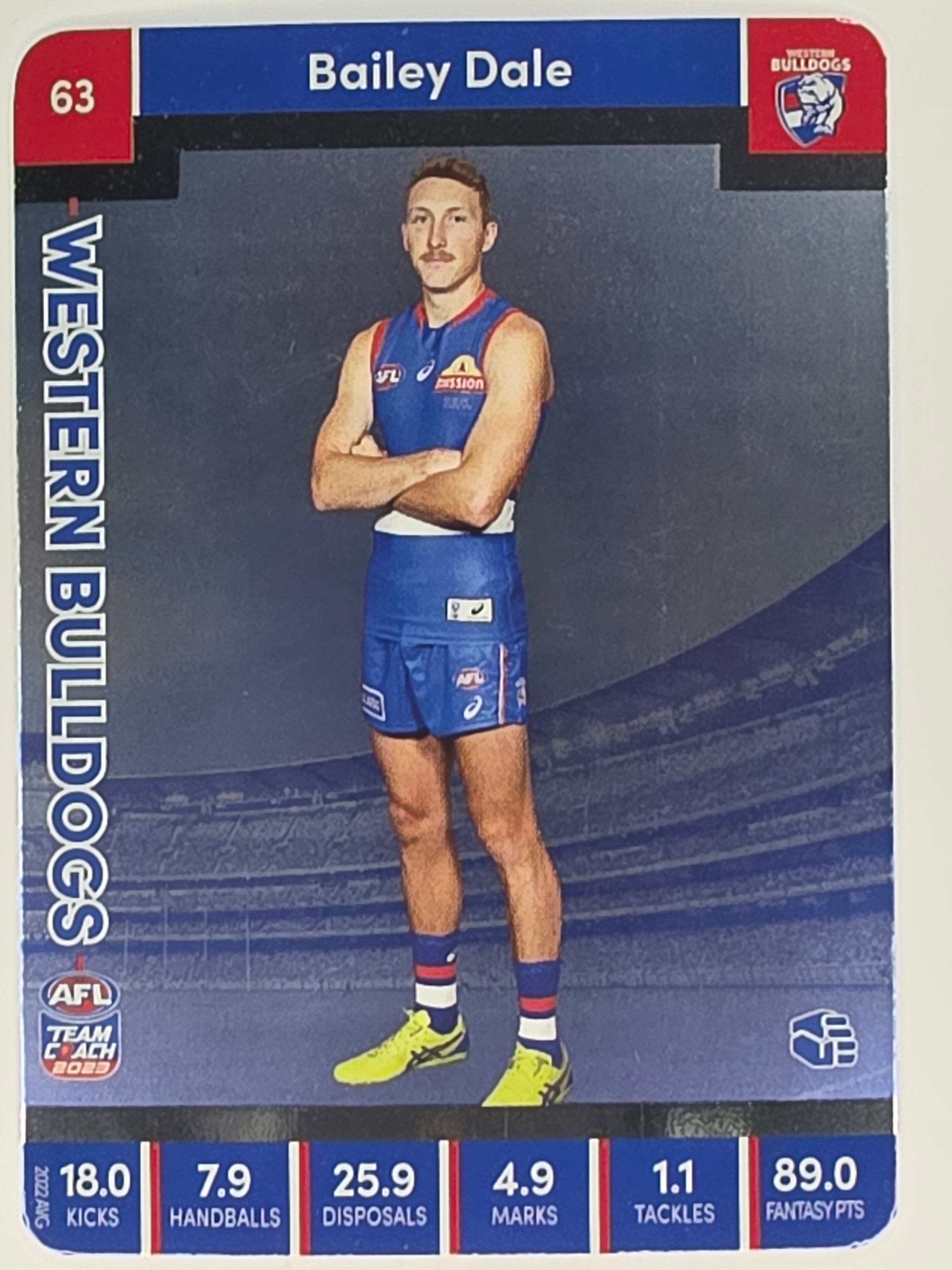 AFL 2023 TeamCoach Silver Parallel #063 Bailey Dale Western Bulldogs