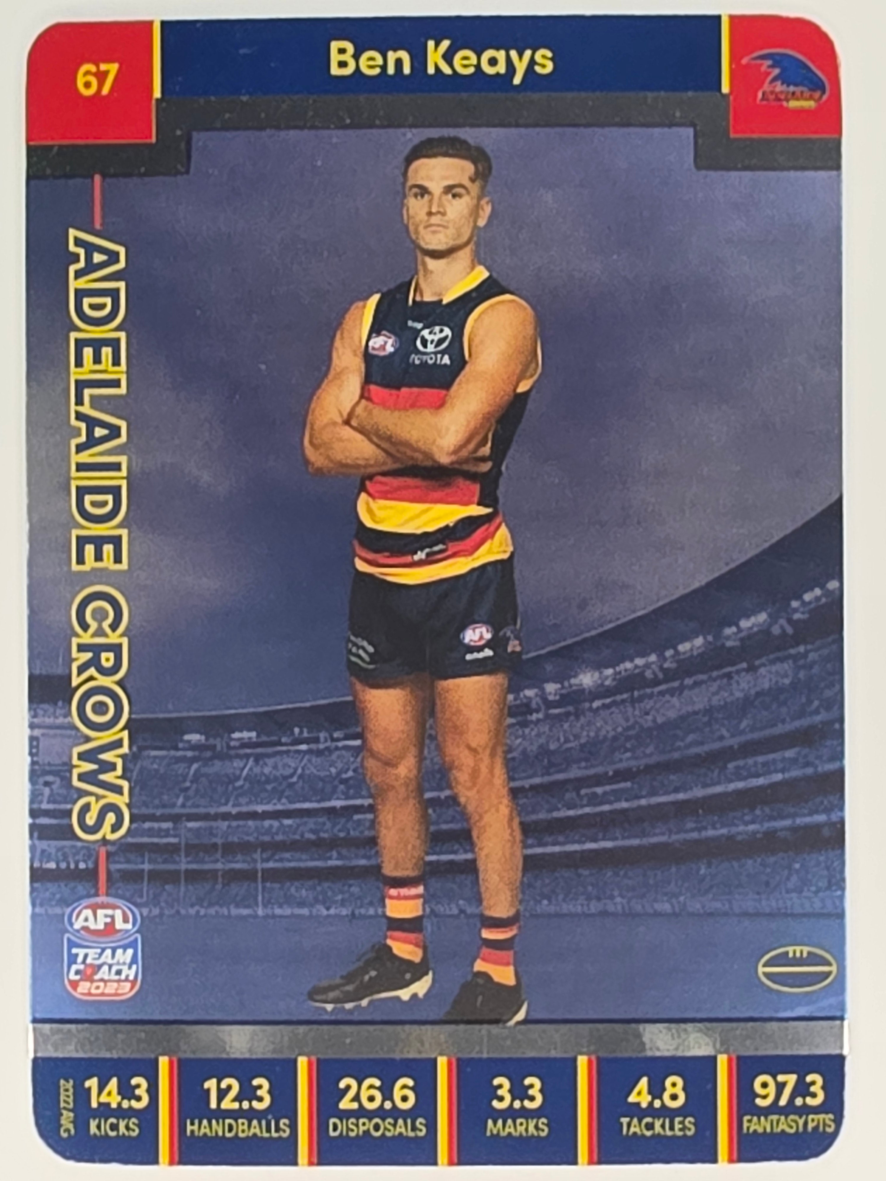 AFL 2023 TeamCoach Silver Parallel #067 Ben Keays Adelaide Crows