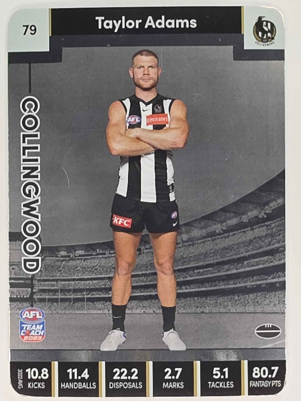 AFL 2023 TeamCoach Silver Parallel #079 Taylor Adams Collingwood Magpies