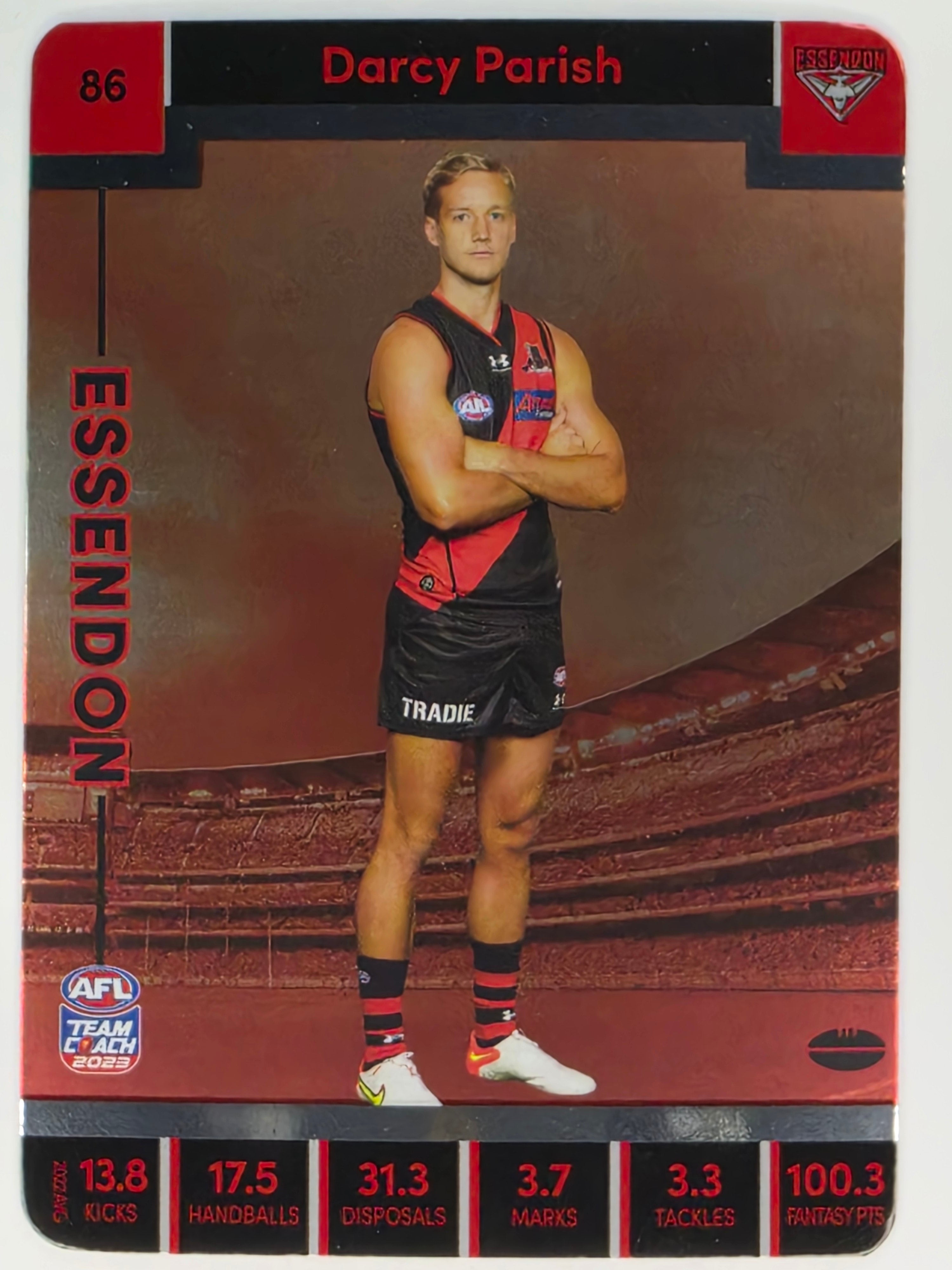 AFL 2023 TeamCoach Silver Parallel #086 Darcy Parish Essendon Bombers
