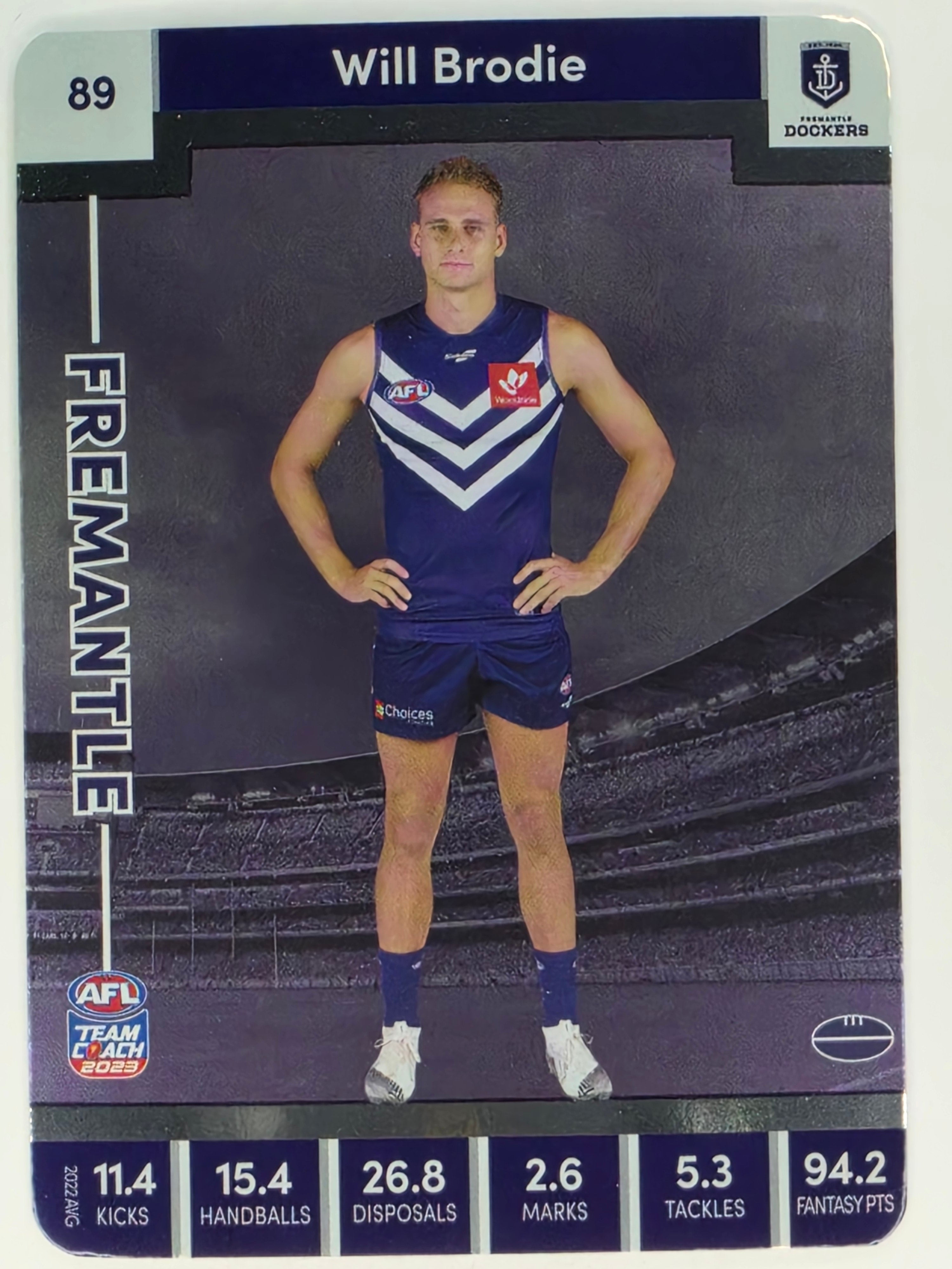 AFL 2023 TeamCoach Silver Parallel #089 Will Brodie Fremantle Dockers