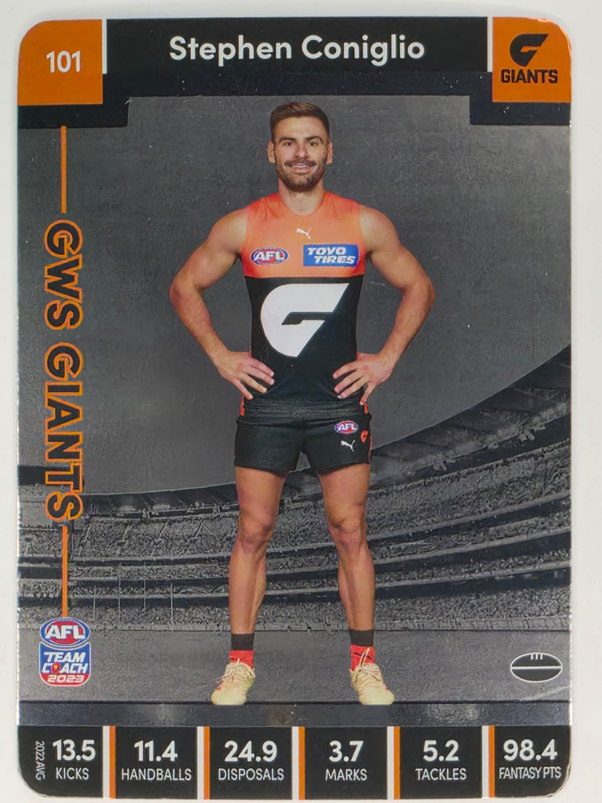 AFL 2023 TeamCoach Silver Parallel #101 Stephen Coniglio Greater Western Sydney Giants