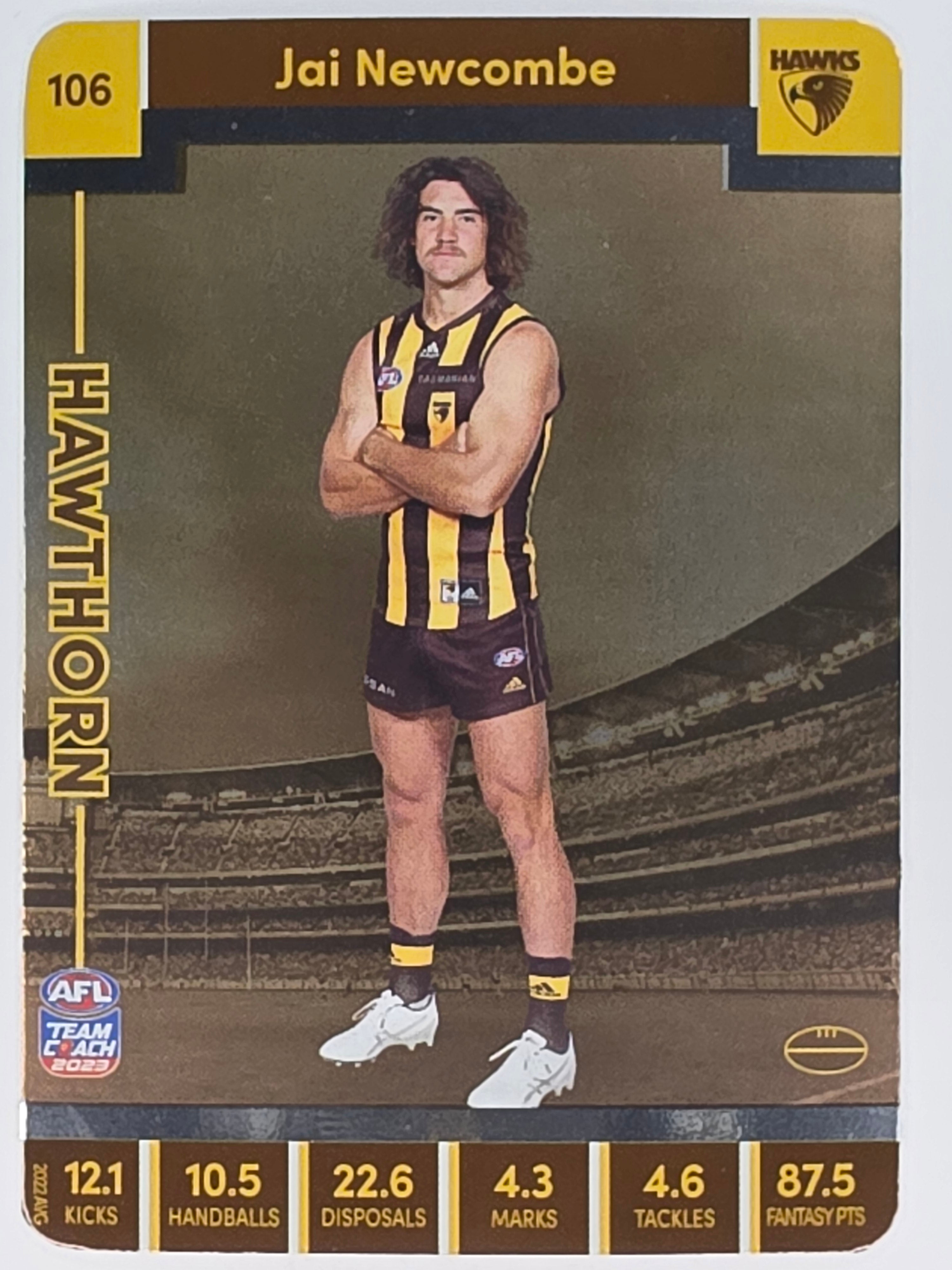 AFL 2023 TeamCoach Silver Parallel #106 Jai Newcombe Hawthorn Hawks