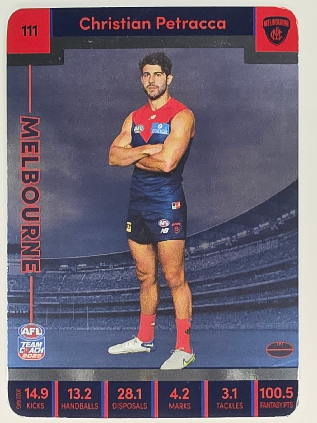 AFL 2023 TeamCoach Silver Parallel #111 Christian Petracca Melbourne Demons