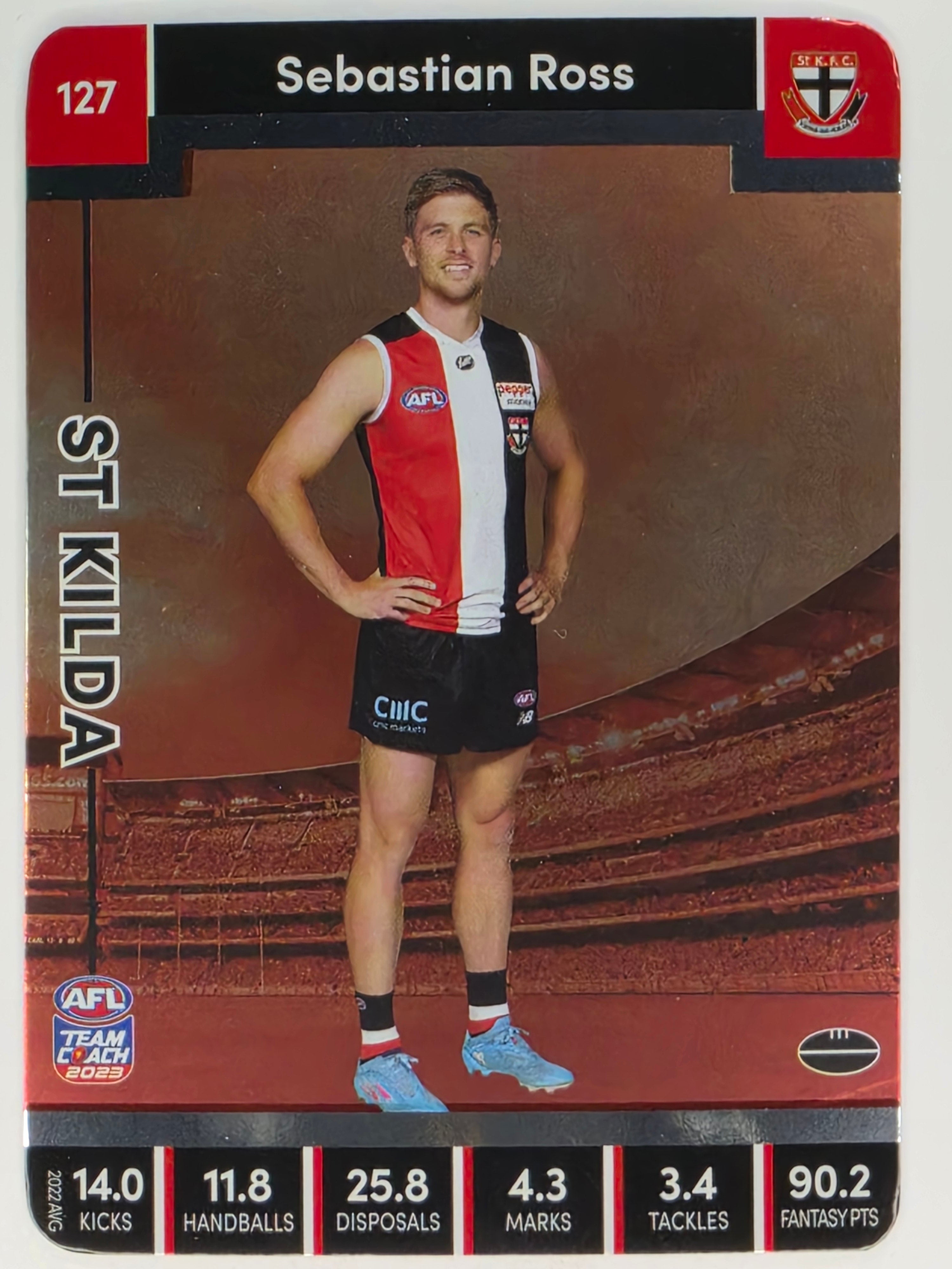 AFL 2023 TeamCoach Silver Parallel #127 Sebastian Ross St. Kilda Saints